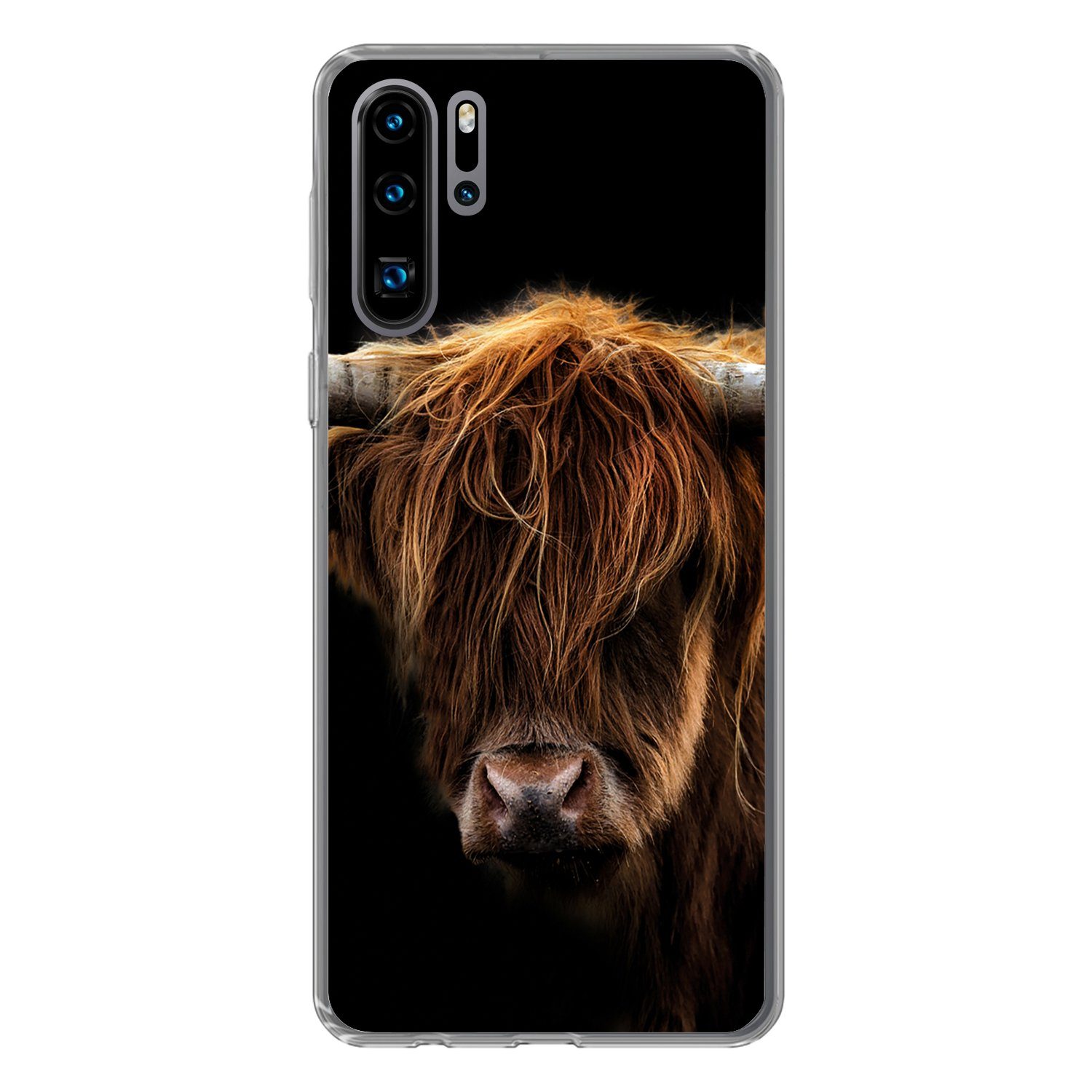Handyhülle für Huawei P30 Pro Schottischer Highlander - Hörner - Schwarz - Tiere