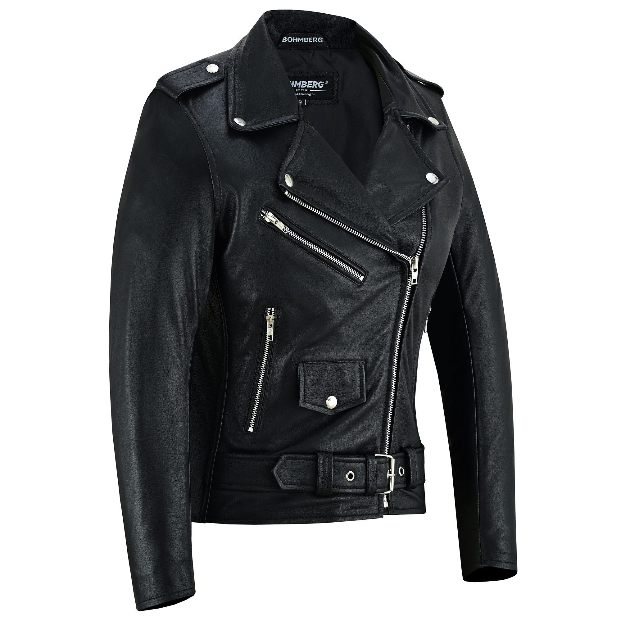 BOHMBERG Lederjacke CALYPSO Damen Bikerjacke Übergangsjacke aus weichem Ziegennappa-Leder