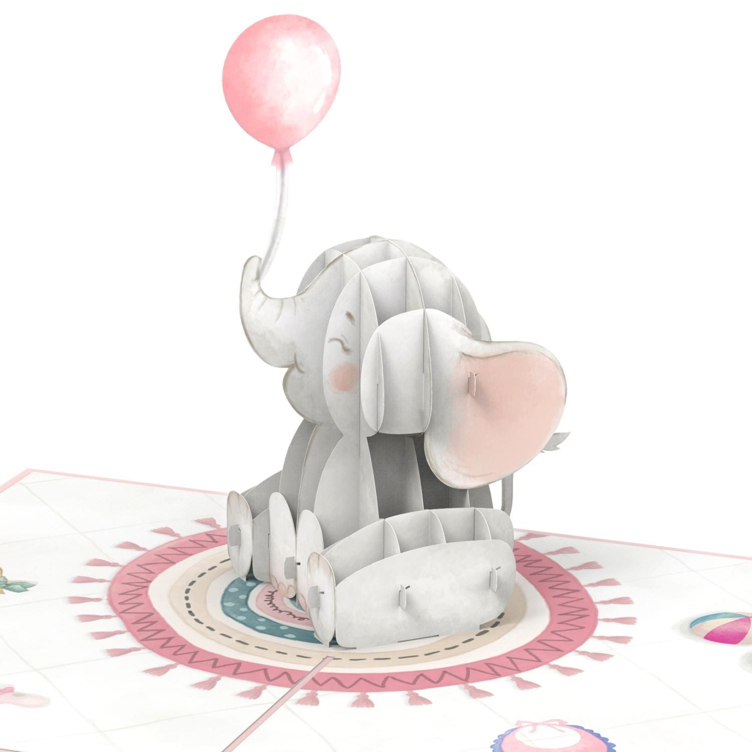 papercrush Geburt (Mädchen) Geburtskarte Baby-Elefant (Rosa), Pop-Up Karte zur Geburt von Mädchen, Handgemacht
