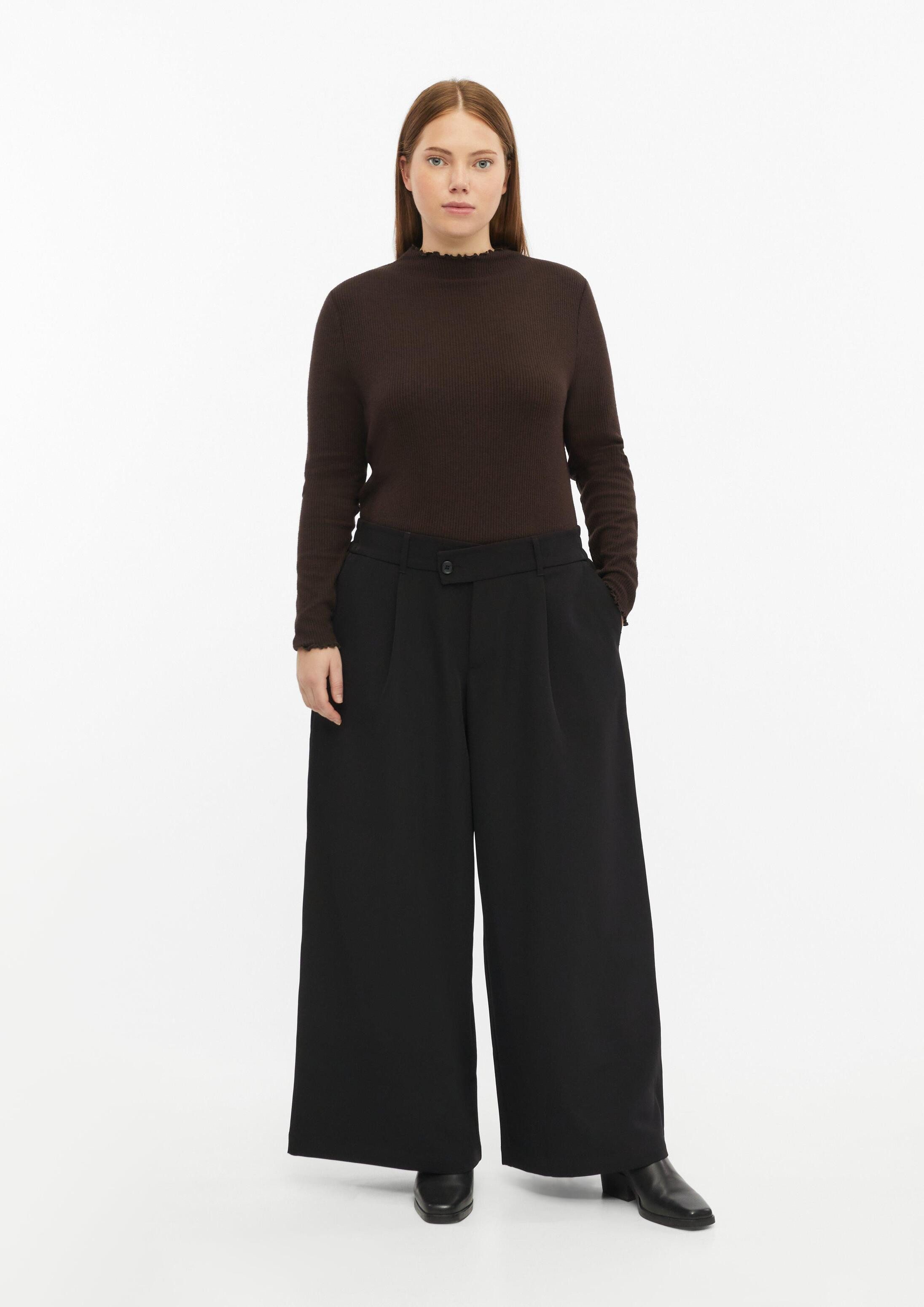 QS Chinos Hose Hose mit Wide Leg und schrägem Bunddetail