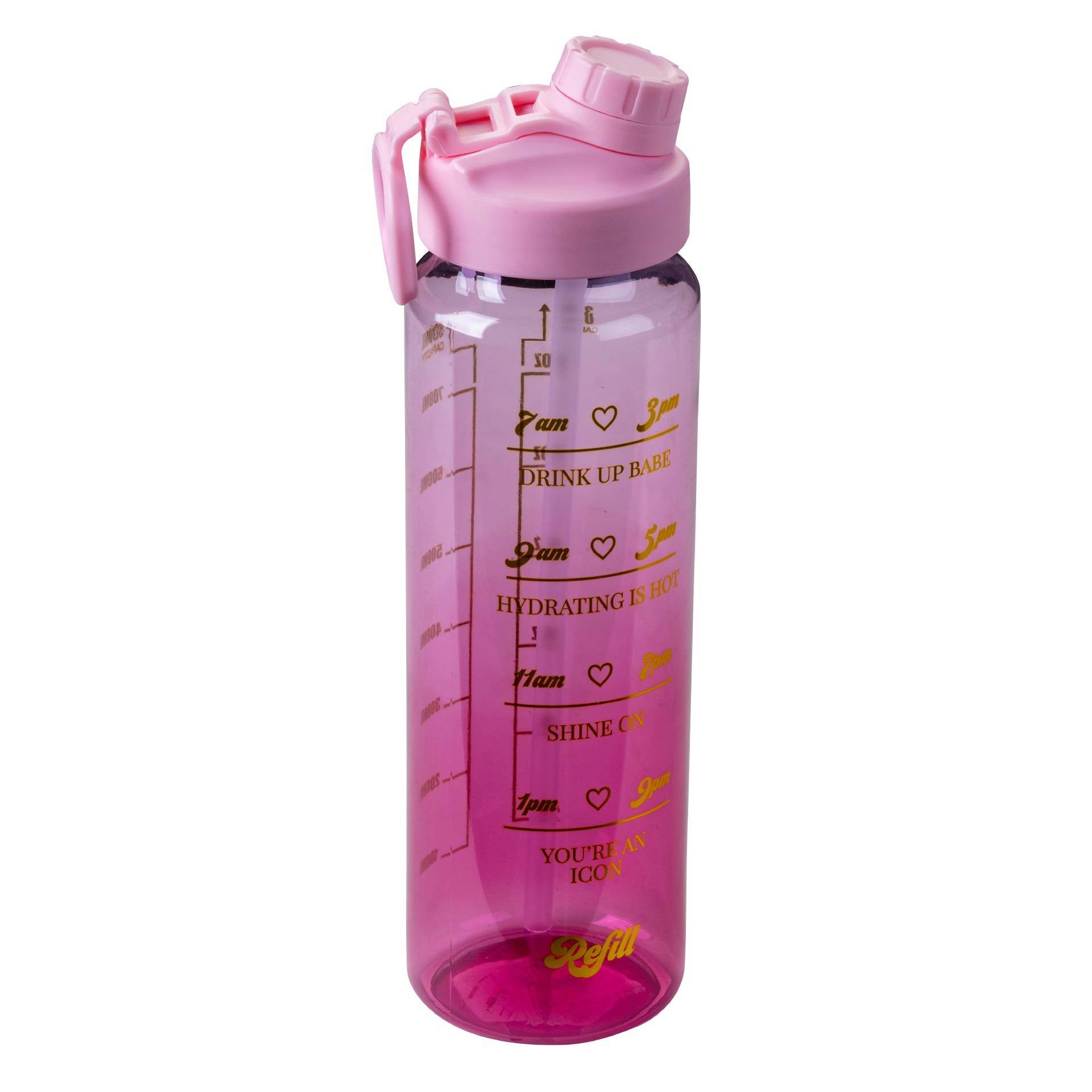 Paris Hilton Trinkflasche für Motivation, Wasserflasche mit Volumenmarkierungen, Fitness-Flasche