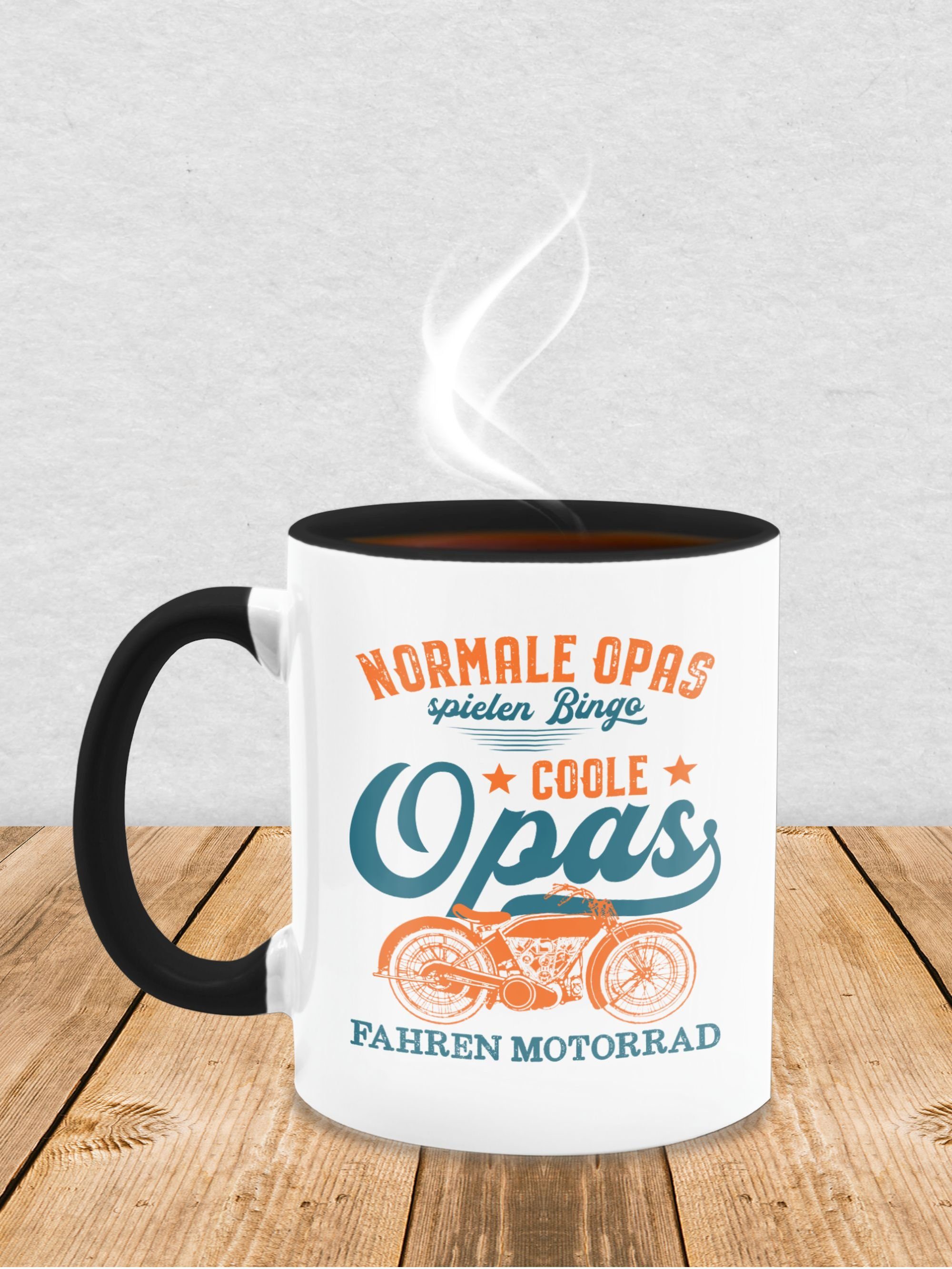 Opas Motorrad Großvater Coole Shirtracer Bingo spielen dunkel, Tasse Opa fahren Normale Schwarz Opas - 1 Keramik, -