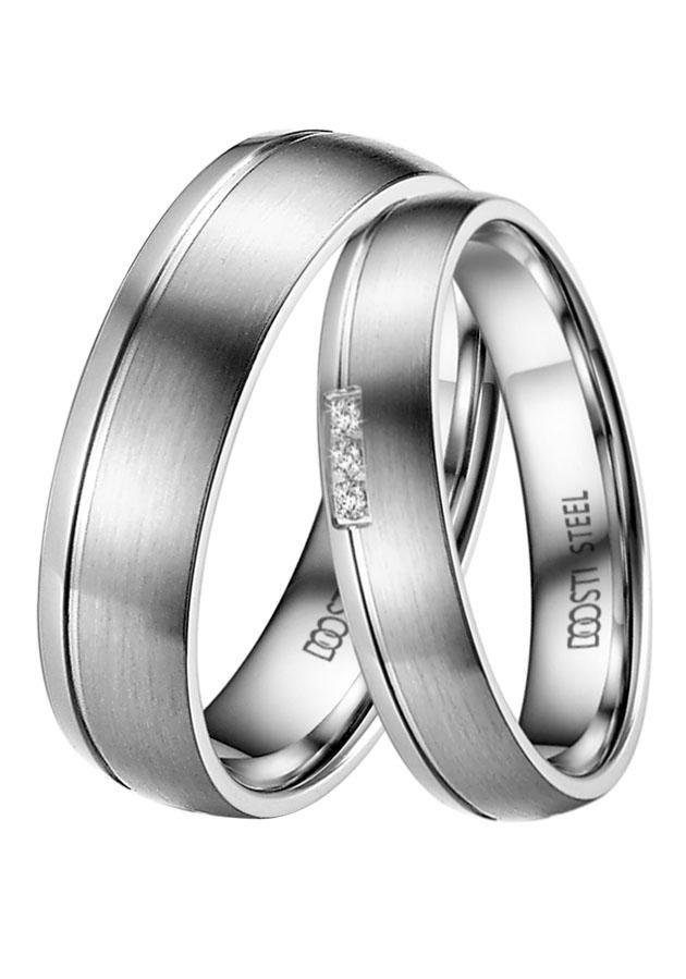 DOOSTI Trauring Schmuck Geschenk Edelstahl Trauring Ehering Partnerring LIEBE, Made in Germany, wahlweise mit oder ohne Zirkonia