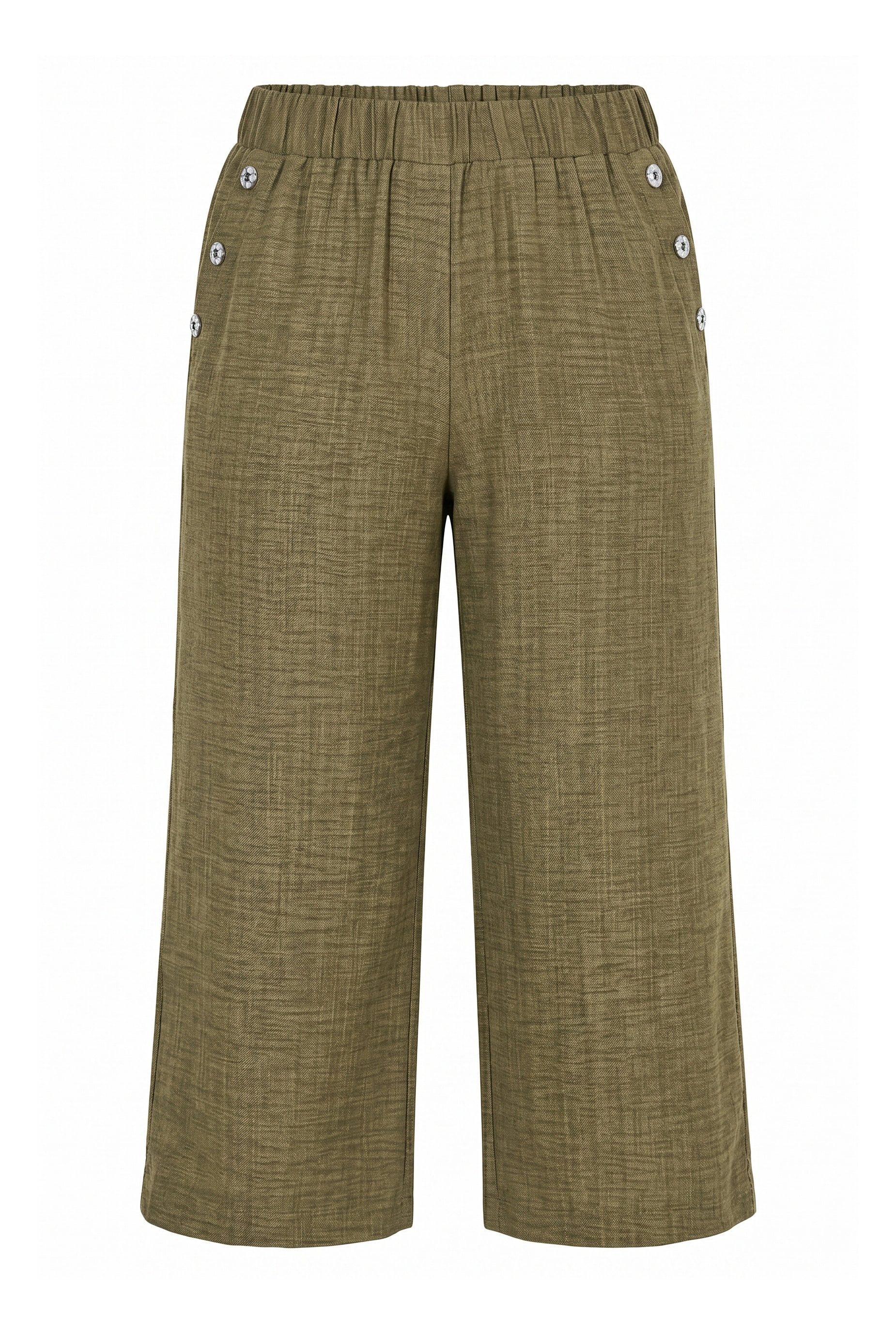 MIAMODA Culotte Hose weites Bein Twill Elastikbund Ziertaschen