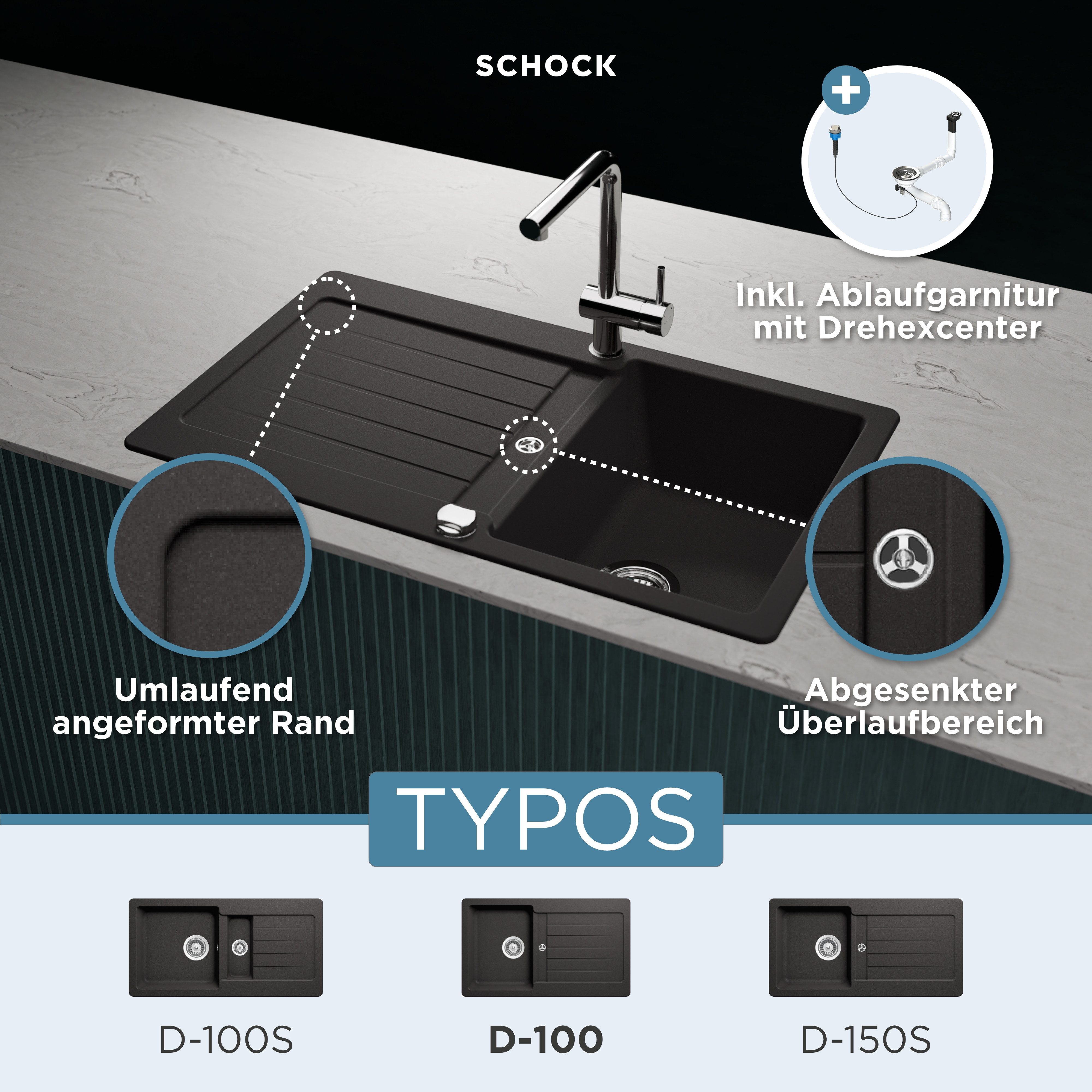 Schock Granitspüle Typos D-100, rechteckig