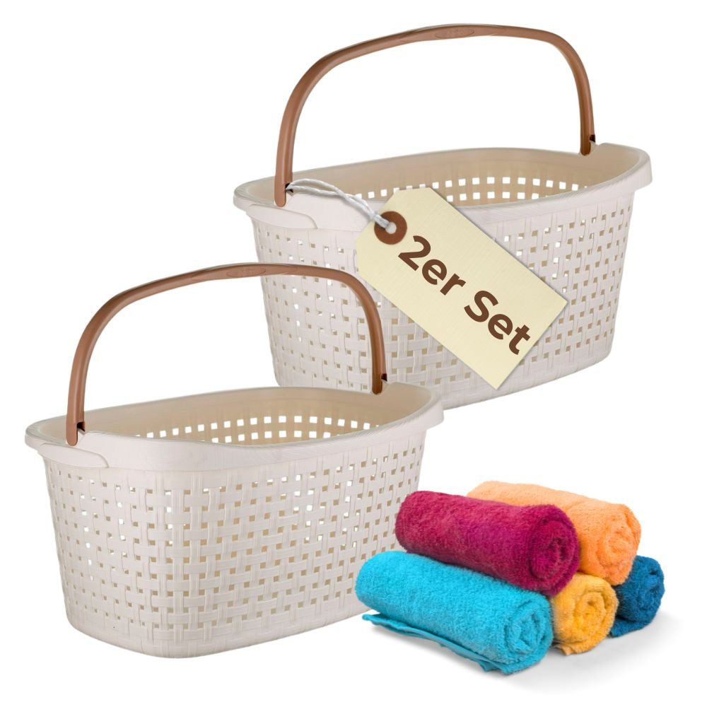 GarPet Wäschekorb 2er Set Wäschekorb mit Henkel 40 L Wäsche Box Wanne Samml günstig online kaufen