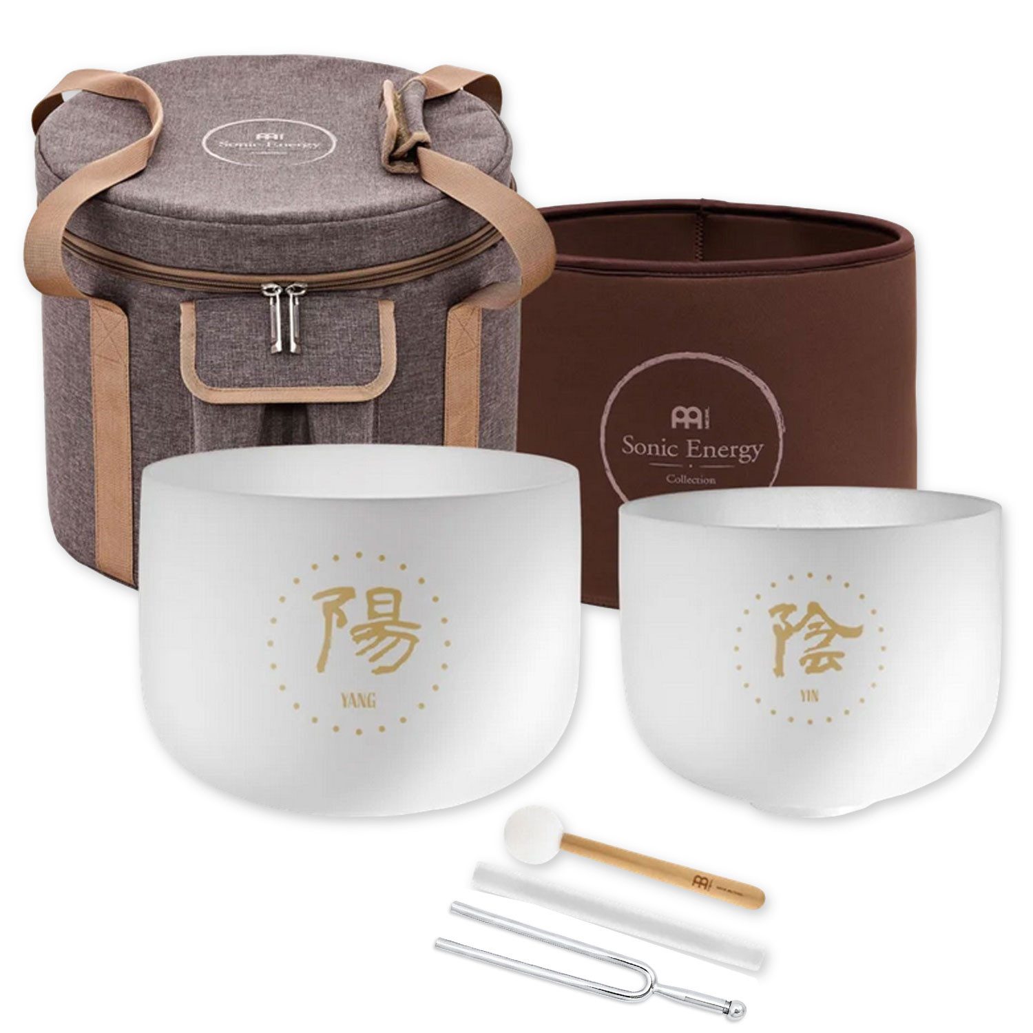 Meinl Sonic Energy Klangschalen Meinl Sonic Energy Quarz-Klangschalen Set Yin Yang mit Stimmgabel, Klangschalen-Set, Vorteils-Set mit Stimmgabel