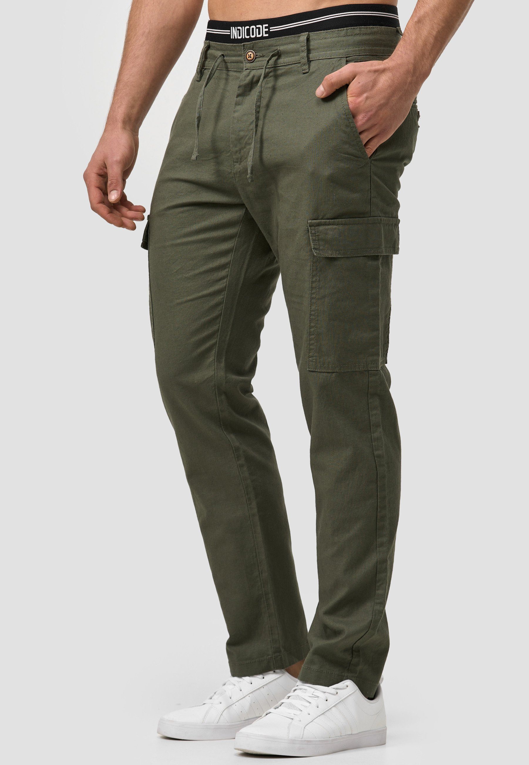 Indicode Leinenhose Herren Leonardo Sommerhose Leinen Herrenhose mit aufgesetzten Taschen