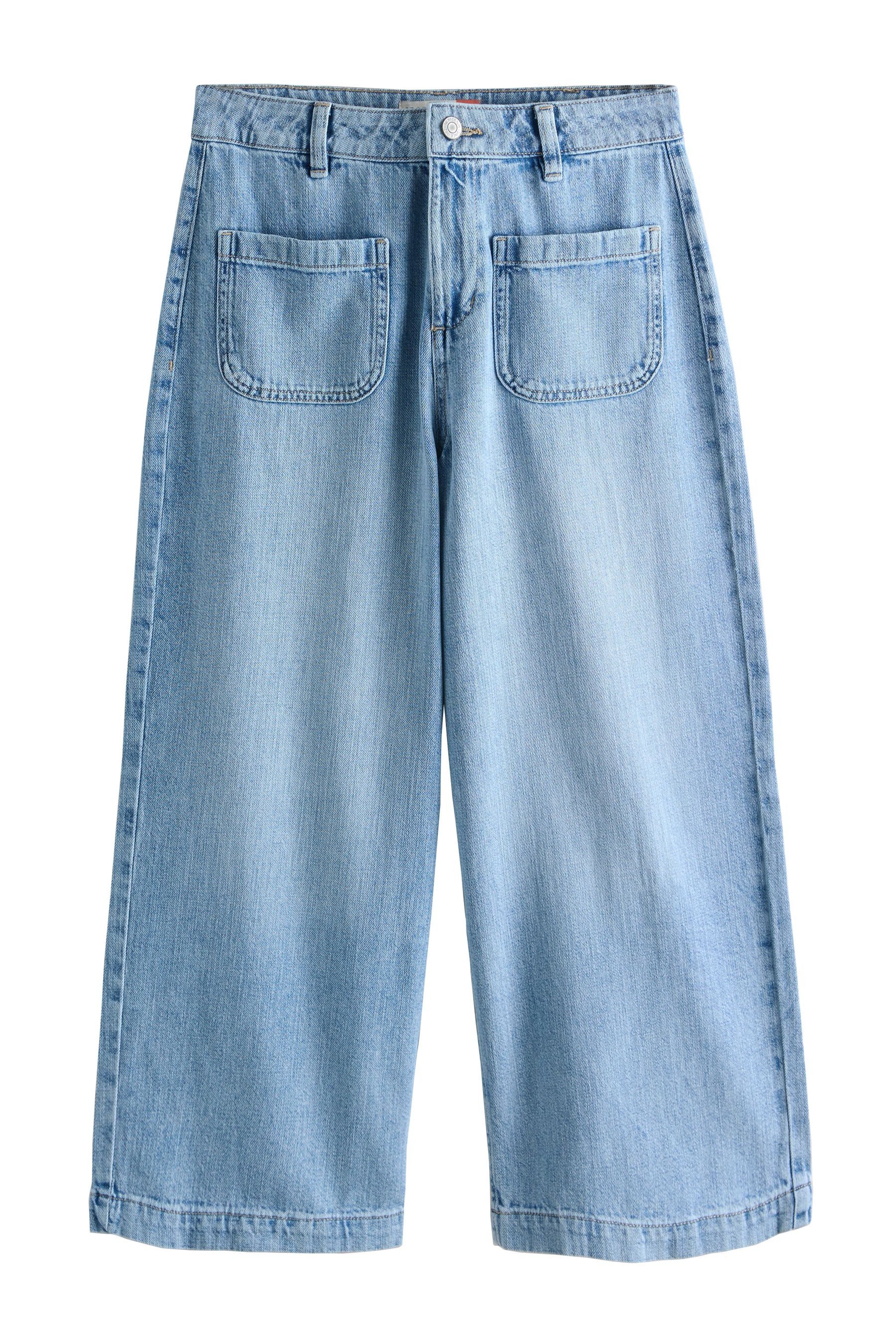 Caprijeans Verkürzte Jeans mit aufgesetzter Tasche, Kurzgröße