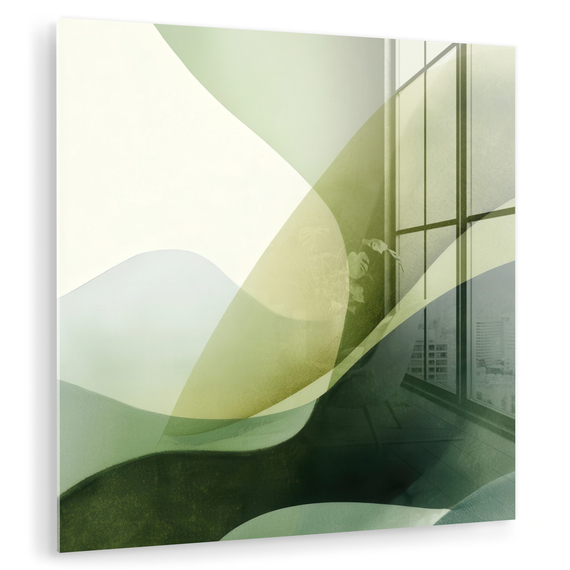 MuchoWow Acrylglasbild Wellen - Abstrakt - Hellgrün - Ornamental, Inkl. Auf günstig online kaufen