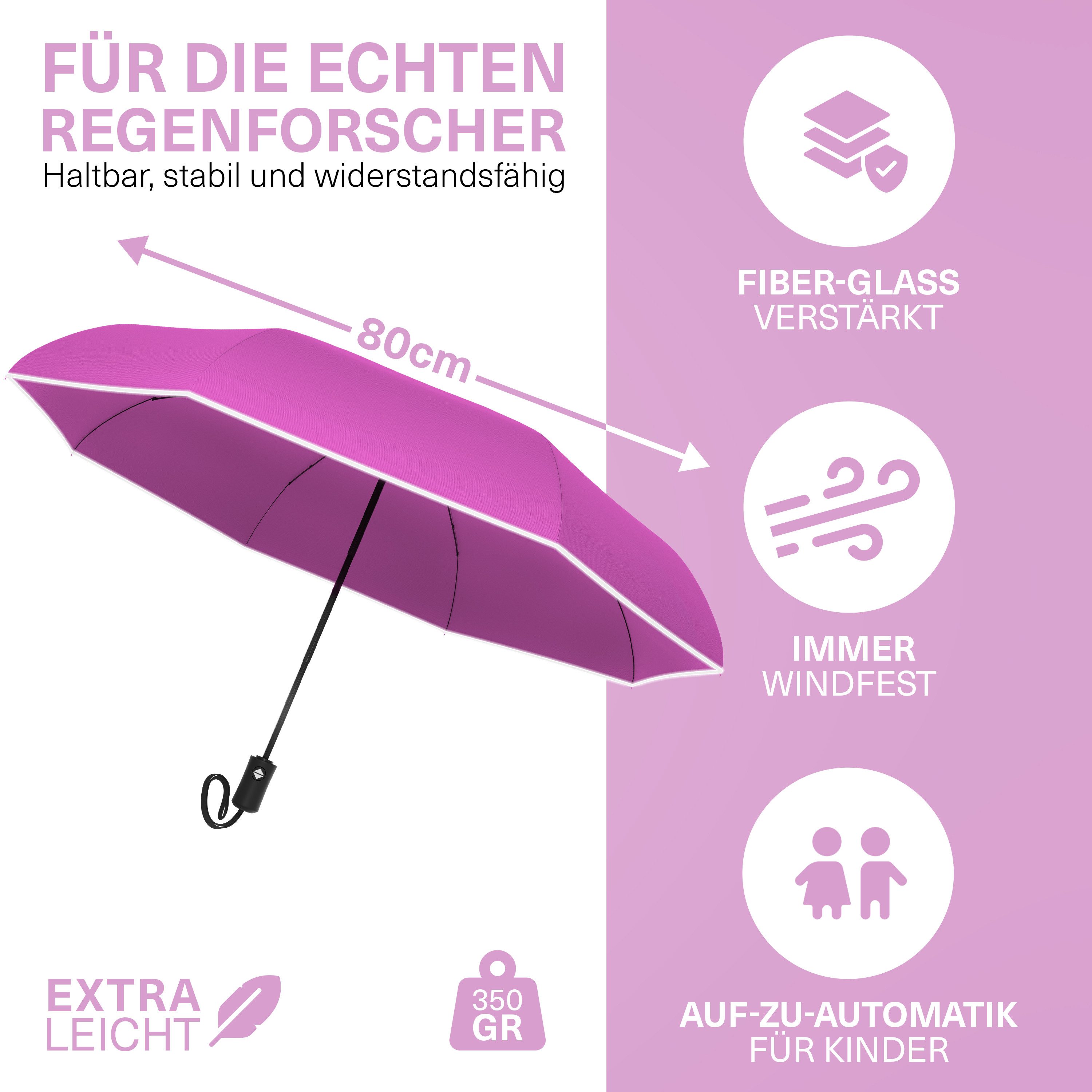 Styngard Taschenregenschirm Rotterdam, Regenschirm Kinder mit Sicherheitsreflektoren - Kinderschirm
