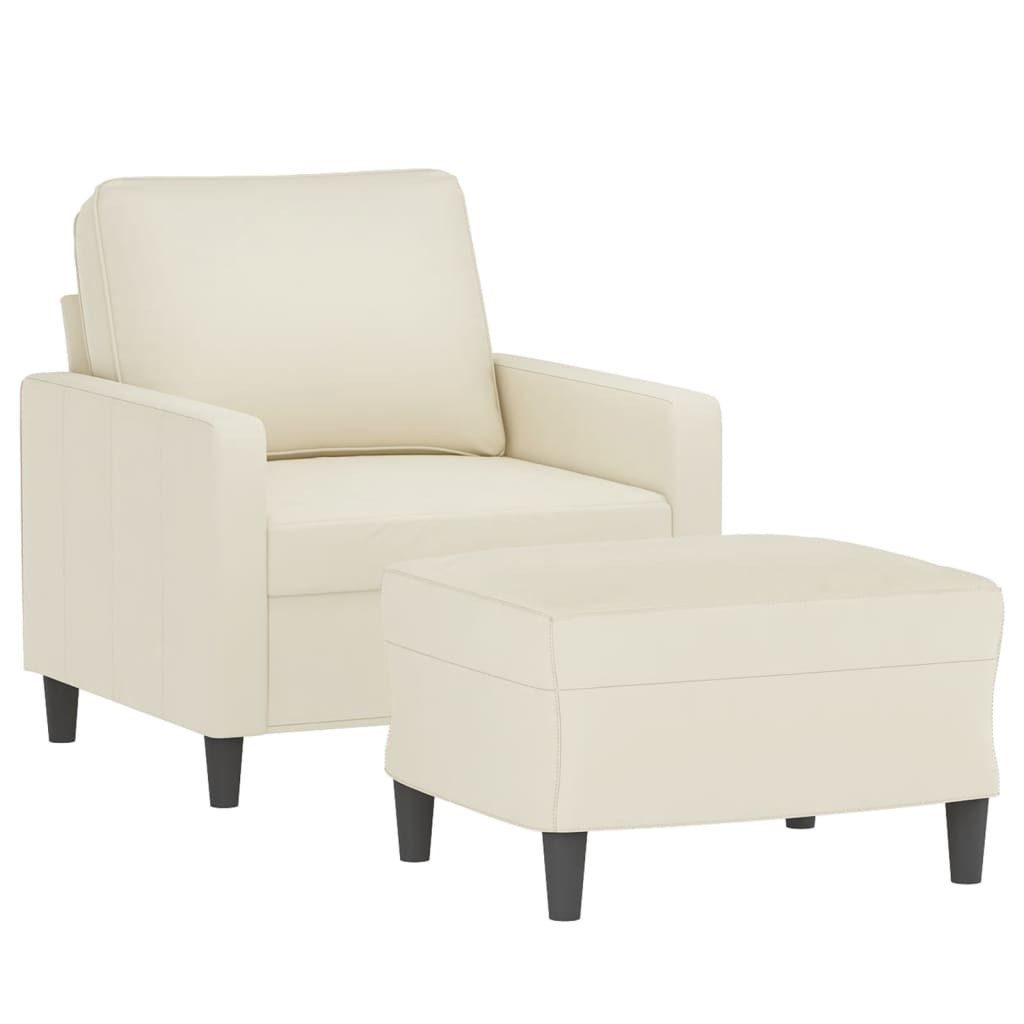 vidaXL Sofa Sessel mit Hocker Creme günstig online kaufen
