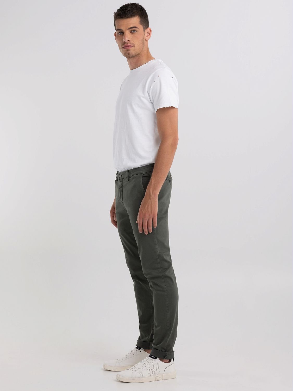 Zeumar Chinohose Color Replay Hyperchino Slim (1-tlg) grün Fit Jeans