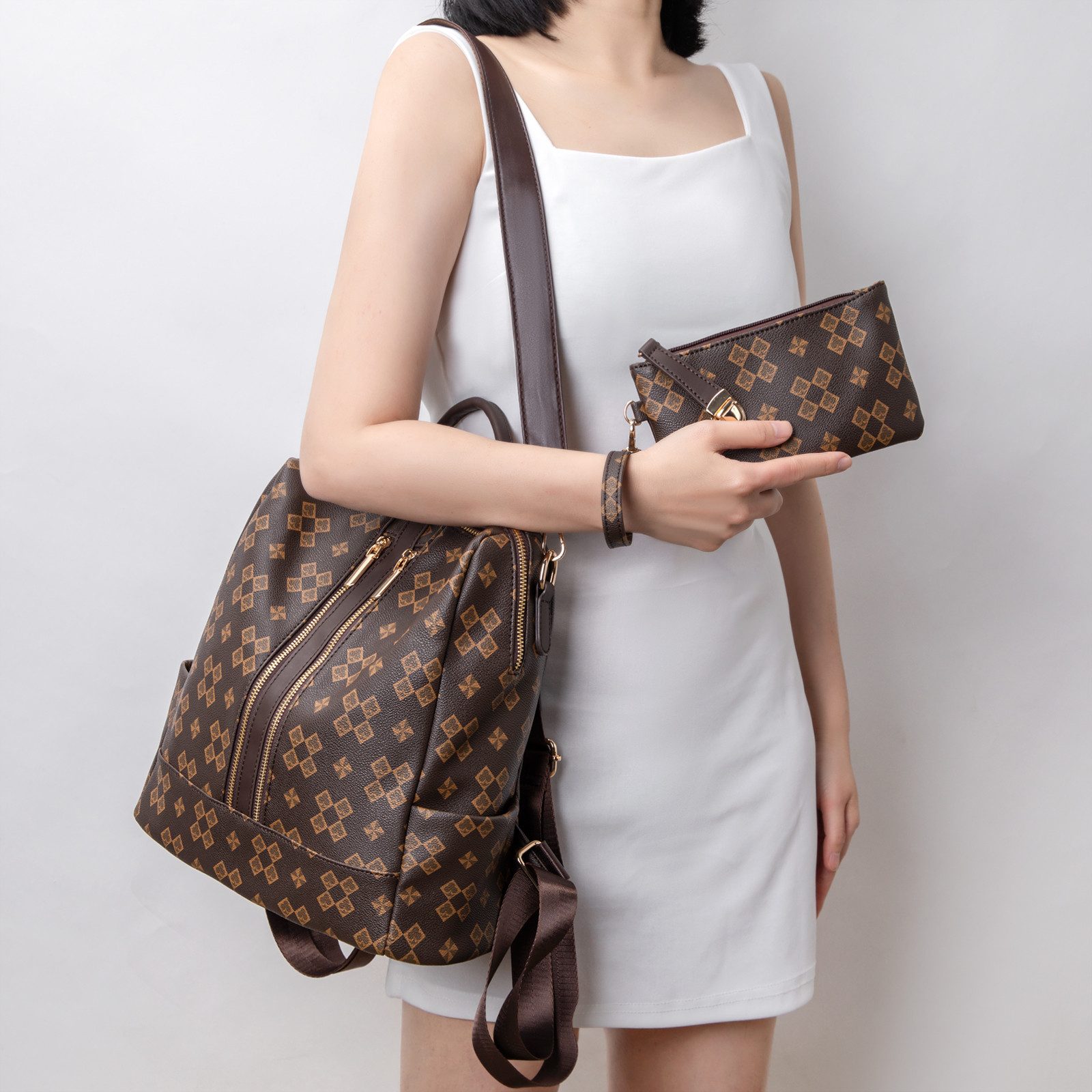 Toomoke Rucksack Damen Rucksack, Kleine 2 in 1 Rucksackhandtasche (Wasserdichte Leder Schultaschen, Geldbörse Umhängetasche Handtasche Rucksack), Geschenk,Anti-Diebstahl Tagesrucksack Schultertaschen