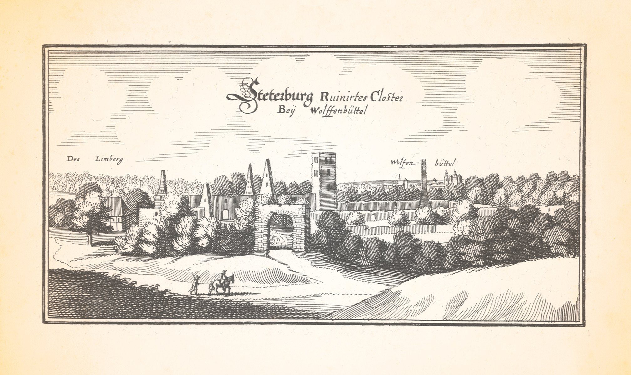 Kunstdruck Steterburg ruiniertes Kloster bei Wolffenbüttel Kanonissenstift Merian