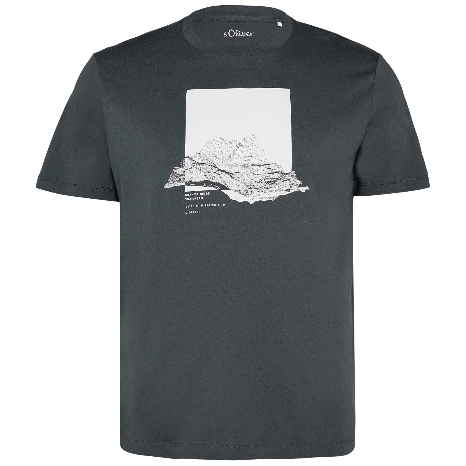 s.Oliver Rundhalsshirt s.Oliver XXL T-Shirt dunkelgrau Frontprint günstig online kaufen