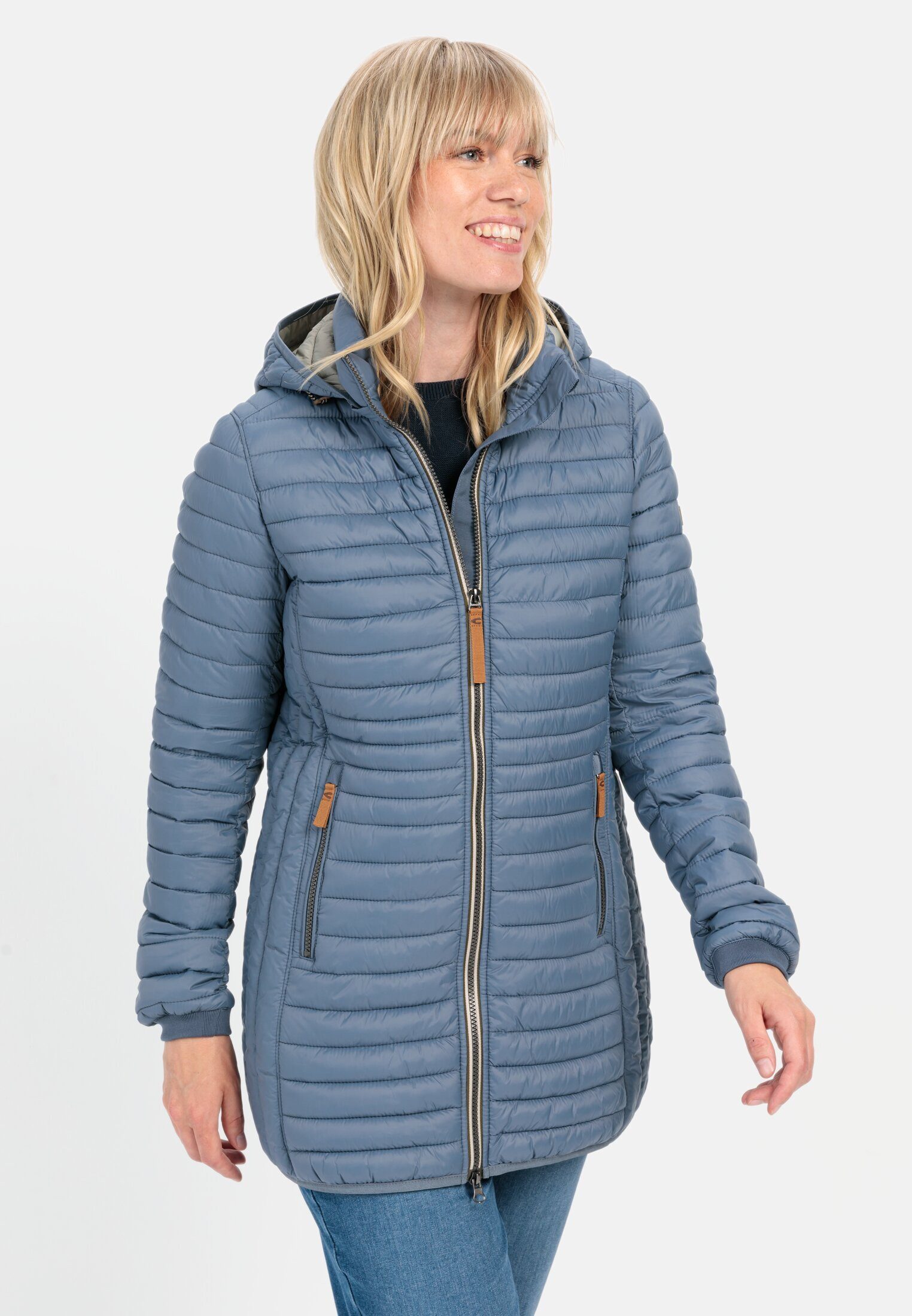 camel active Steppjacke mit abnehmbarer Kapuze Langarm Kapuze Markenlabel