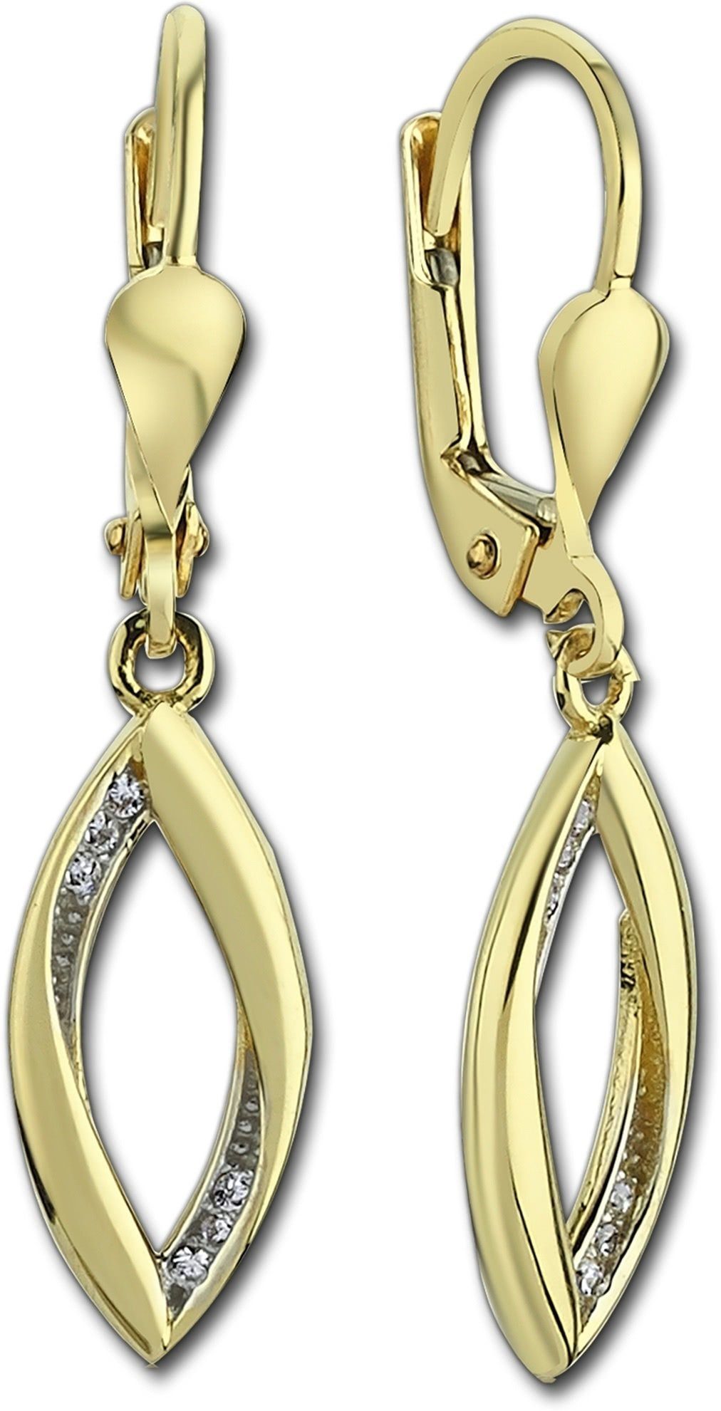 Balia Paar Ohrhänger Balia Damen Ohrhänger Gelbgold 8K (Ohrhänger), Damen Ohrhänger offenes Blatt aus 333 Gelbgold - 8 Karat, Länge ca. 3