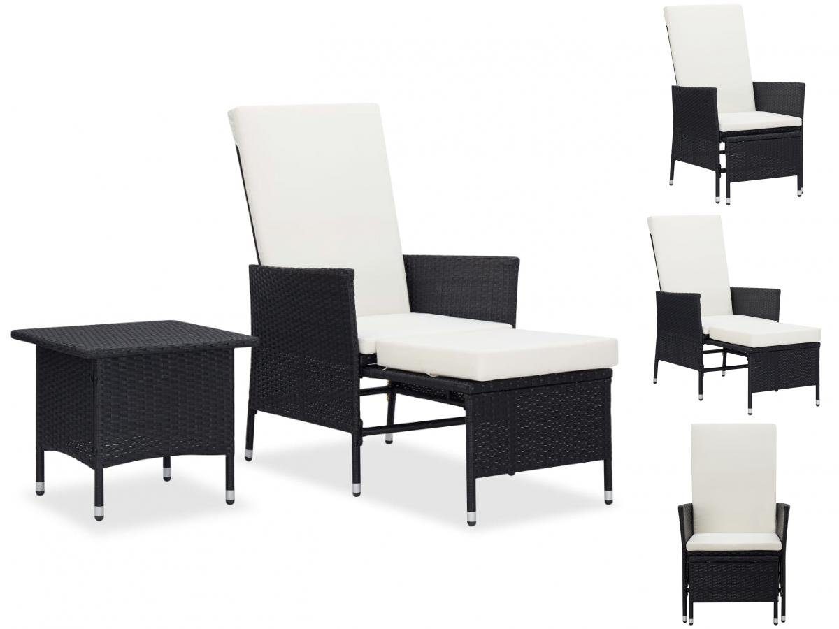 Rattan Lounge Garten-Essgruppe 2-tlg Se mit Schwarz Poly Auflagen Sitzgruppe vidaXL Set Garten