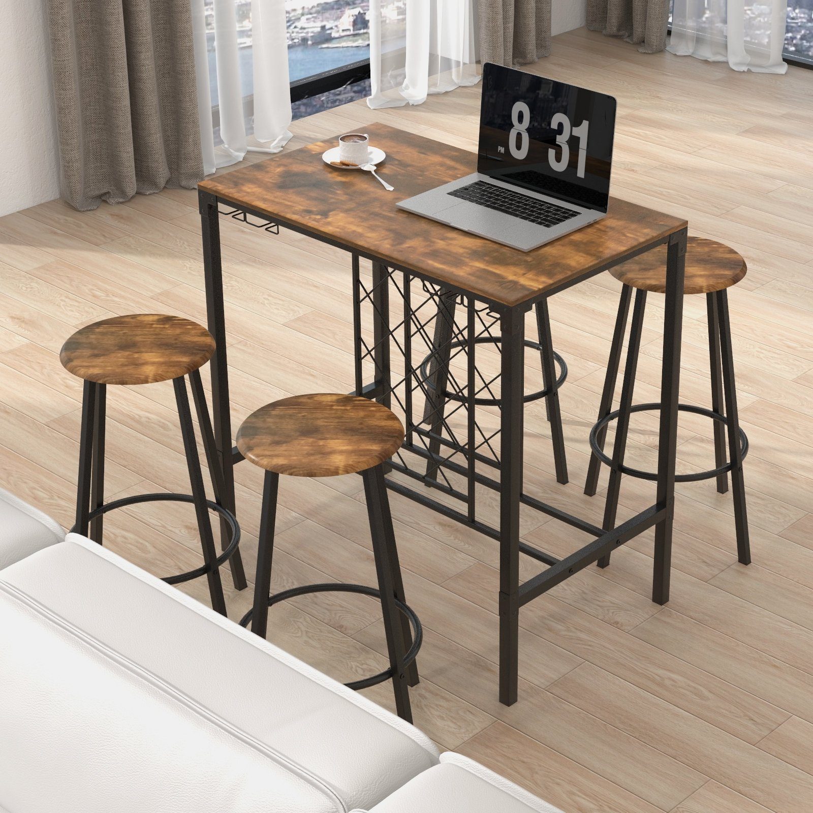 COSTWAY Bartisch, 5-tlg. mit 4 Barhockern, günstig online kaufen