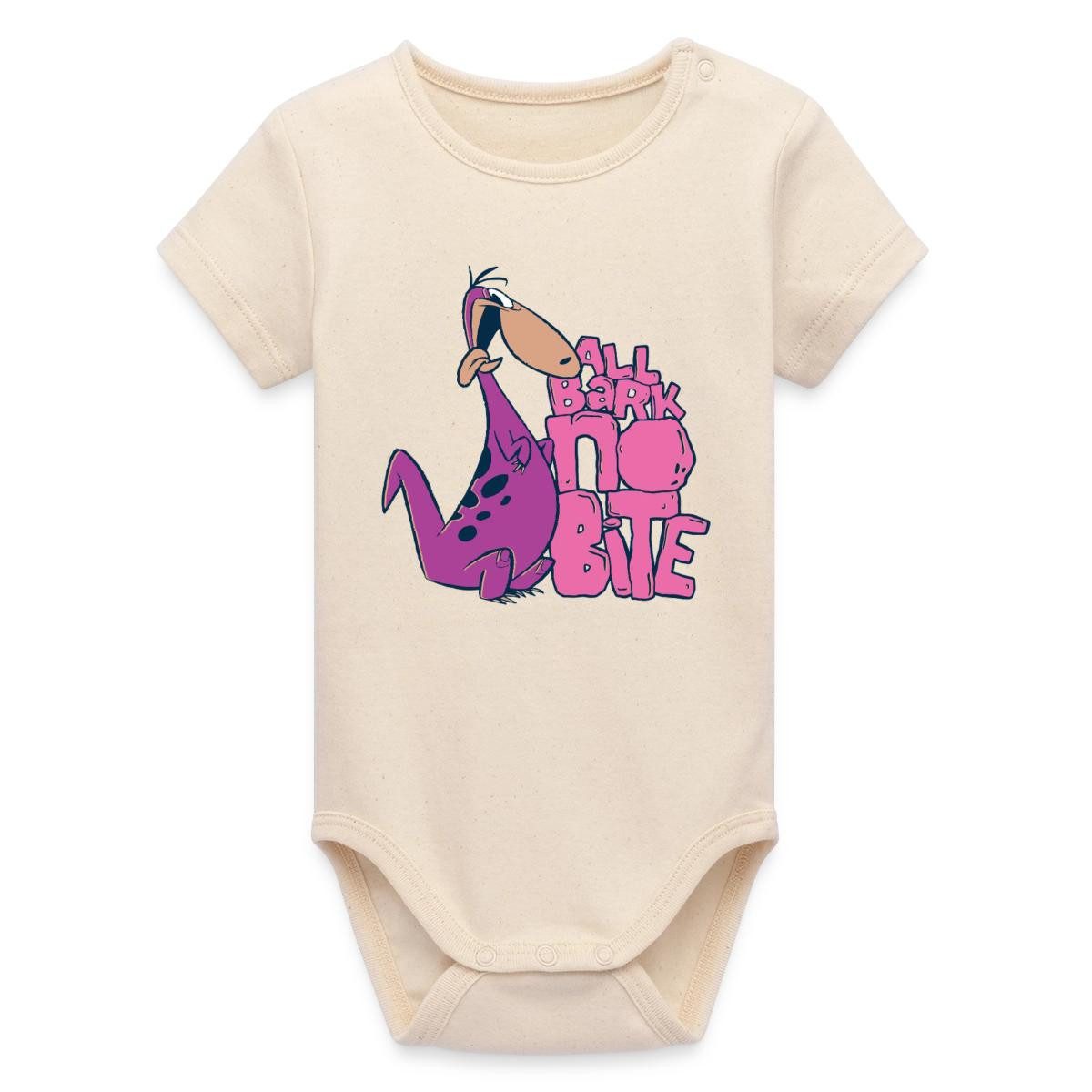 Spreadshirt Kurzarmbody The Flintstones Dino Spruch All Bark No Bite Bio Kurzarm Baby Body (1-tlg)
