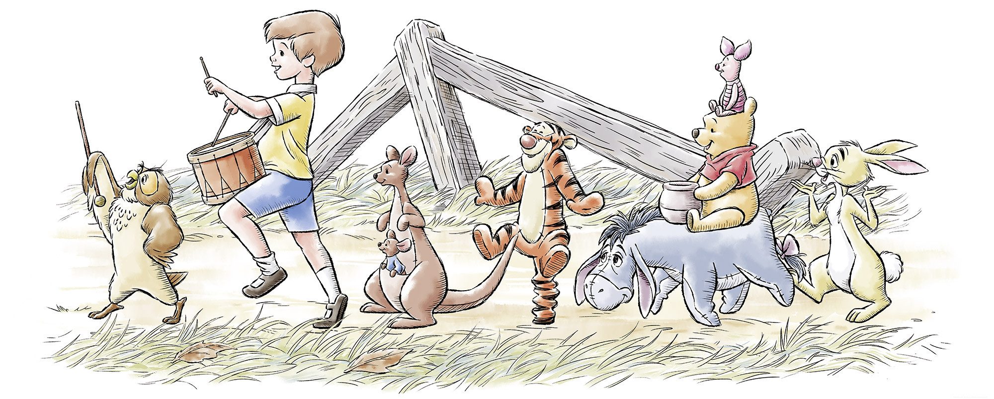 Komar Kindertapete Disney Winnie the Pooh Walk Along Another Path, glatt, bedruckt, (Packung, 1 St)