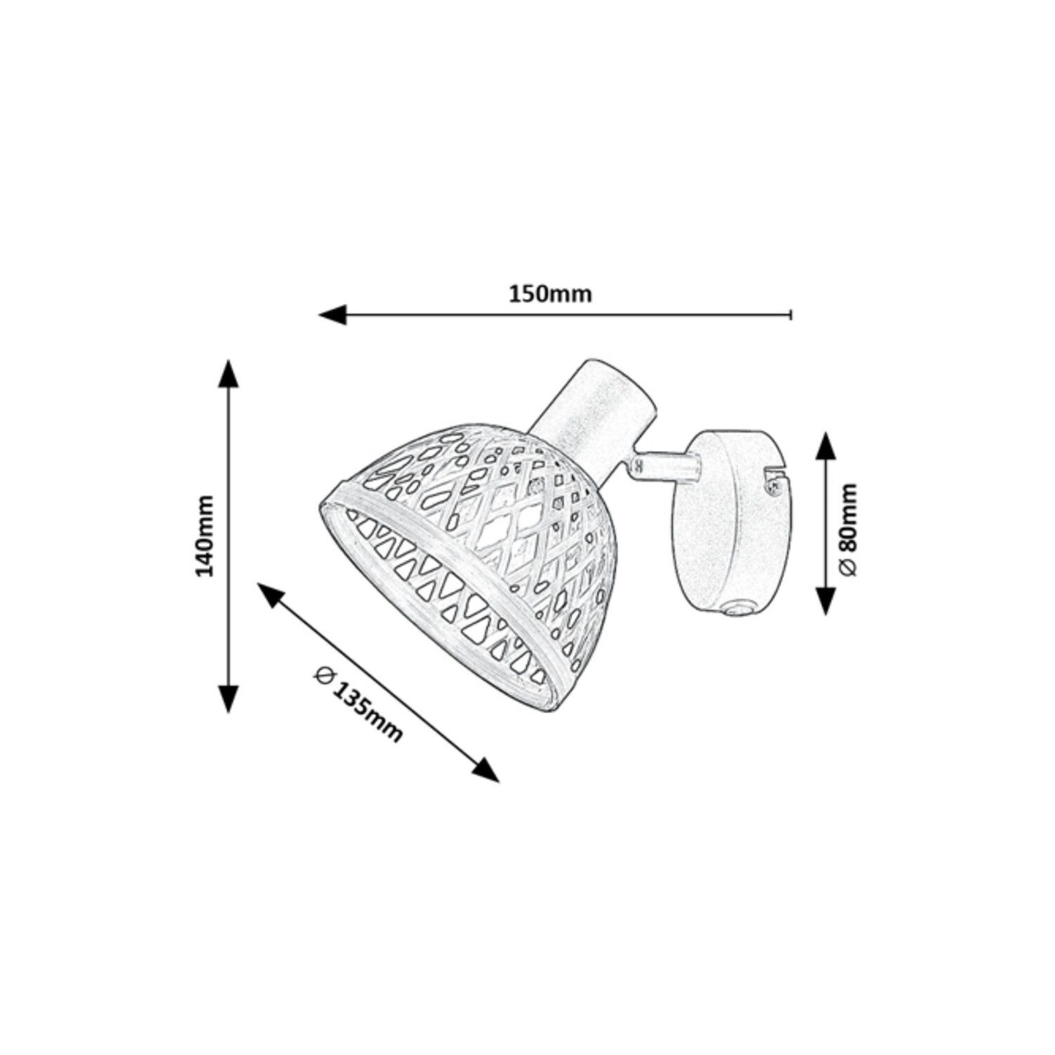 Rabalux Wandleuchte, Rattan-Lampe, ind.spot.E14 1xMAX15W, Schwarz