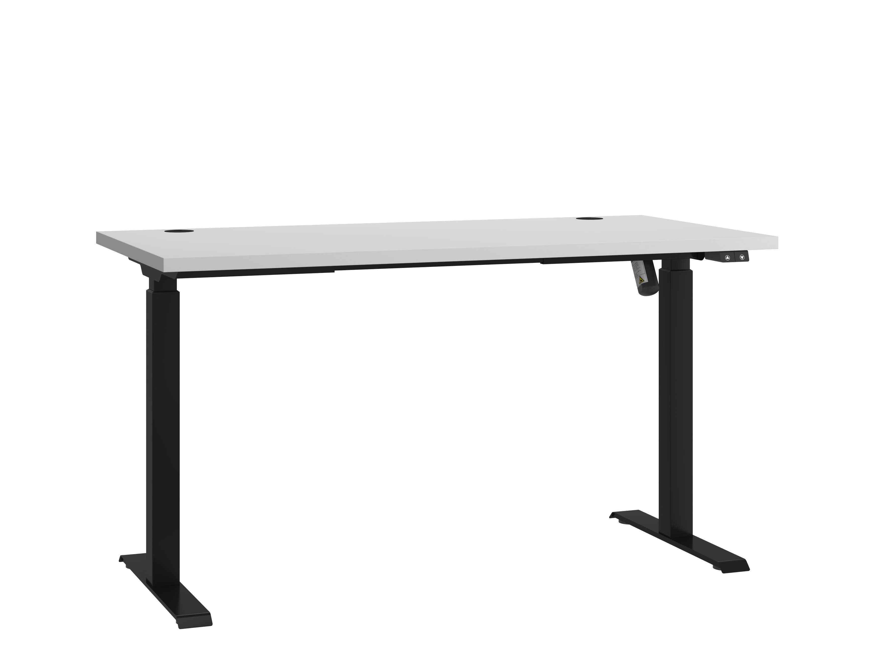 Furnix Schreibtisch MOLUKI 151 mit Steuermodul höhenverstellbar 70-118 cm Büro-Tisch, Stehschreibtisch-Funktion Hellgrau