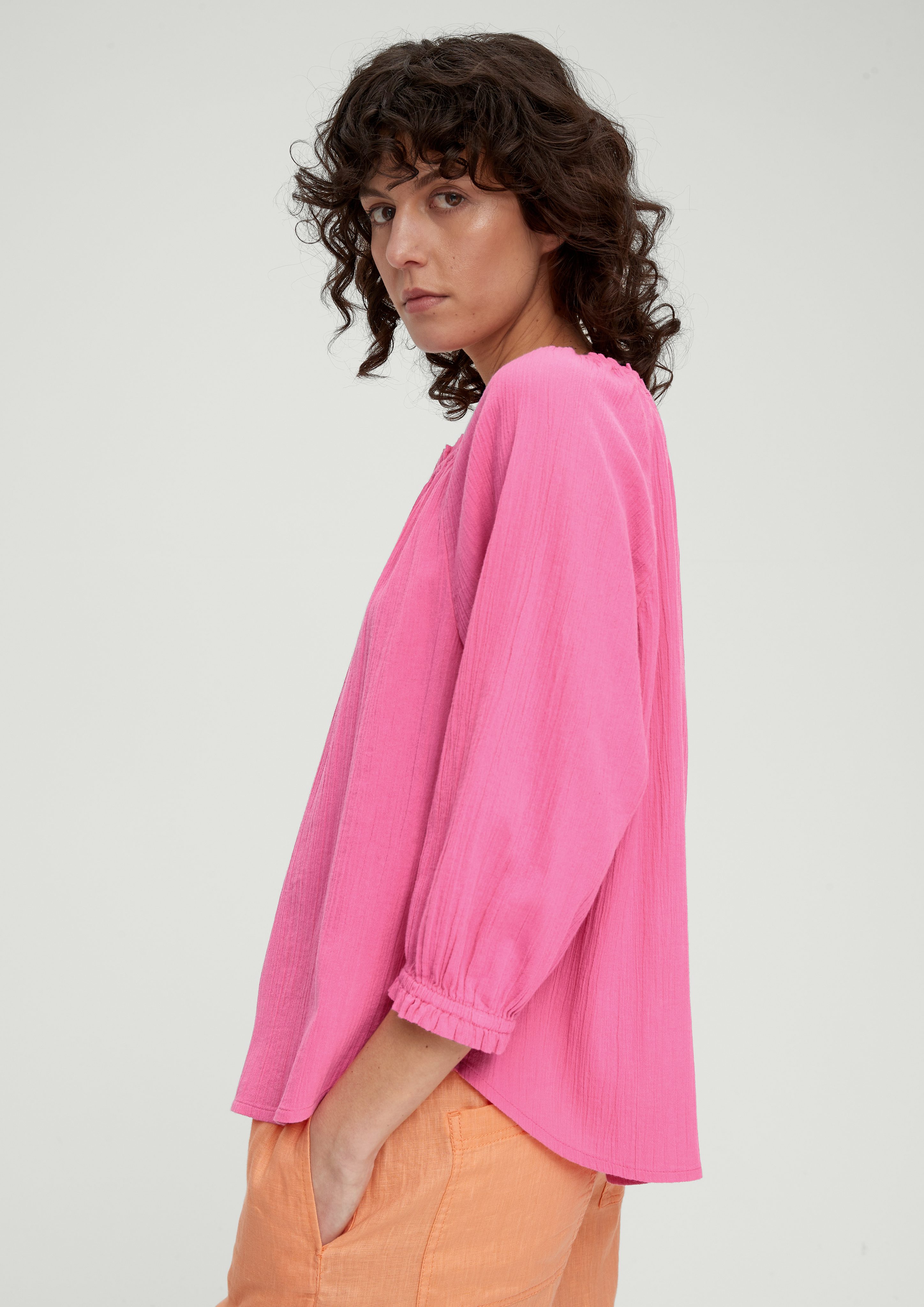 Langarmbluse Bluse in Crêpe-Optik
