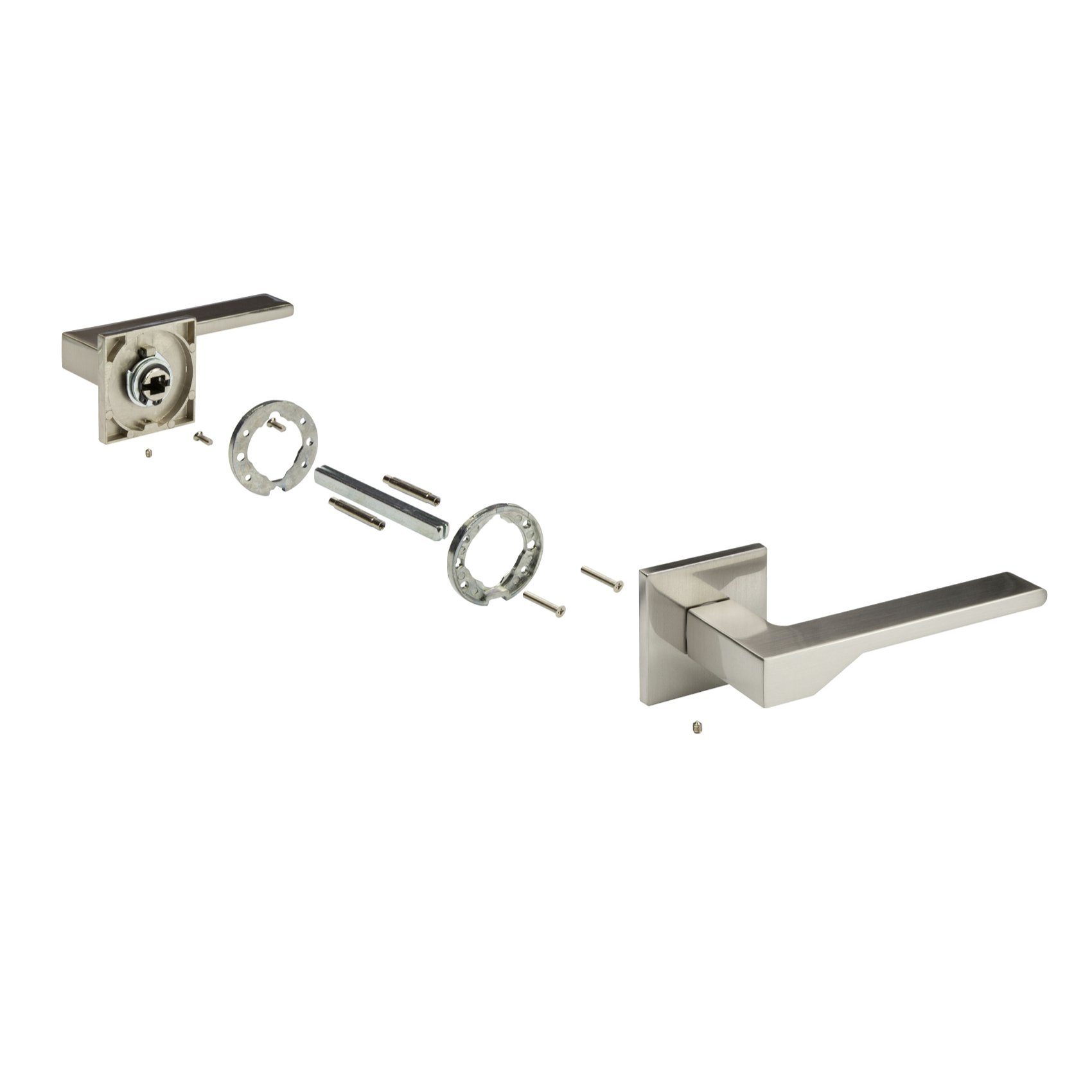 Zimmer Q02.50 matt - 4 Innentüren Hexim Bad (Türklinke Drückergarnitur / Türklinke Türgriffe Q02) nickel Aluminium Türgriffe Farben WC in matt,