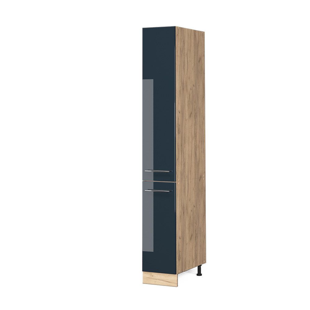 Vicco Hochschrank Fame-Line, Dunkelblau Hochglanz/Goldkraft Eiche, günstig online kaufen