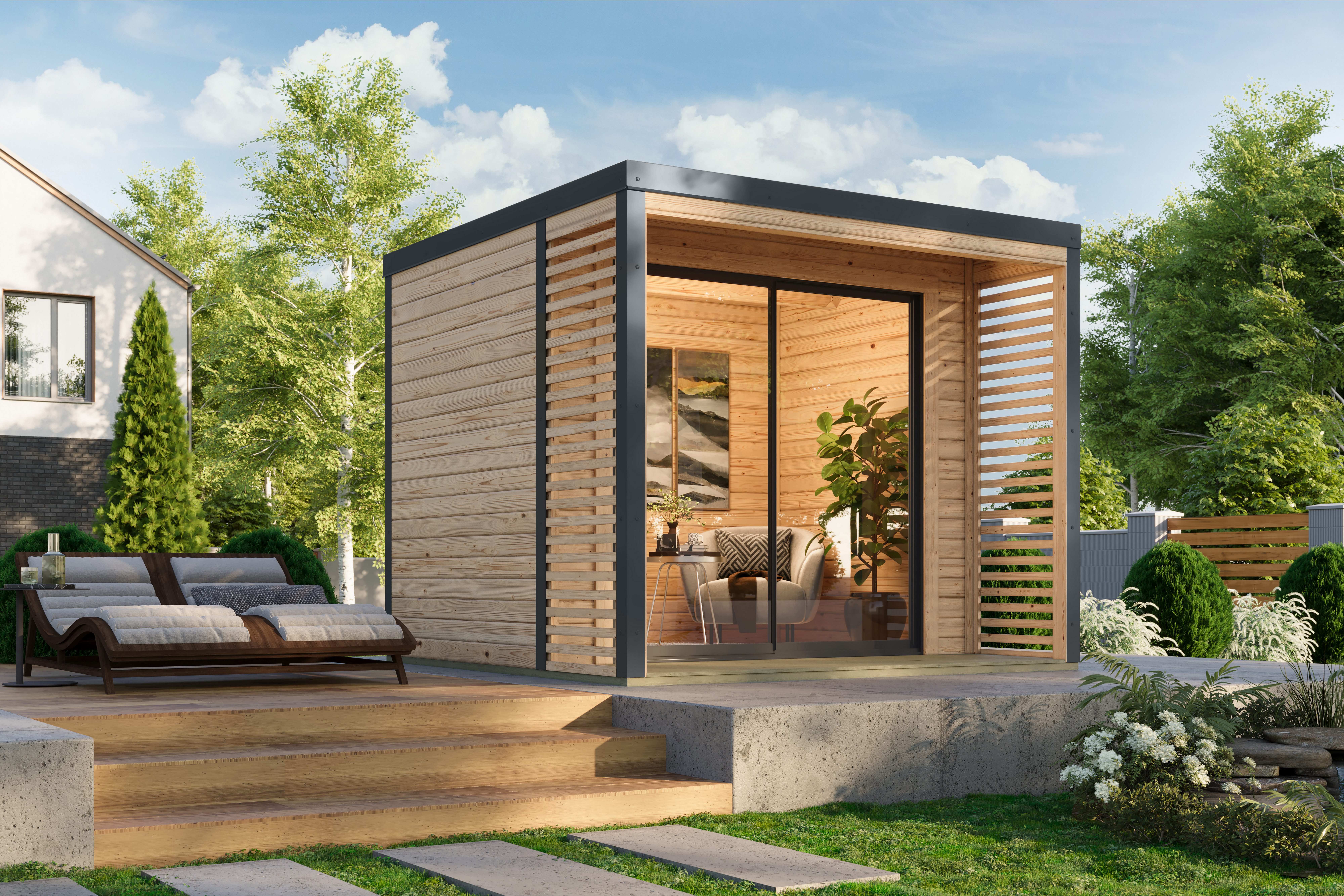 Karibu Gartenhaus Saturino, BxT: 276x276 cm, inkl. Massivholzfußboden