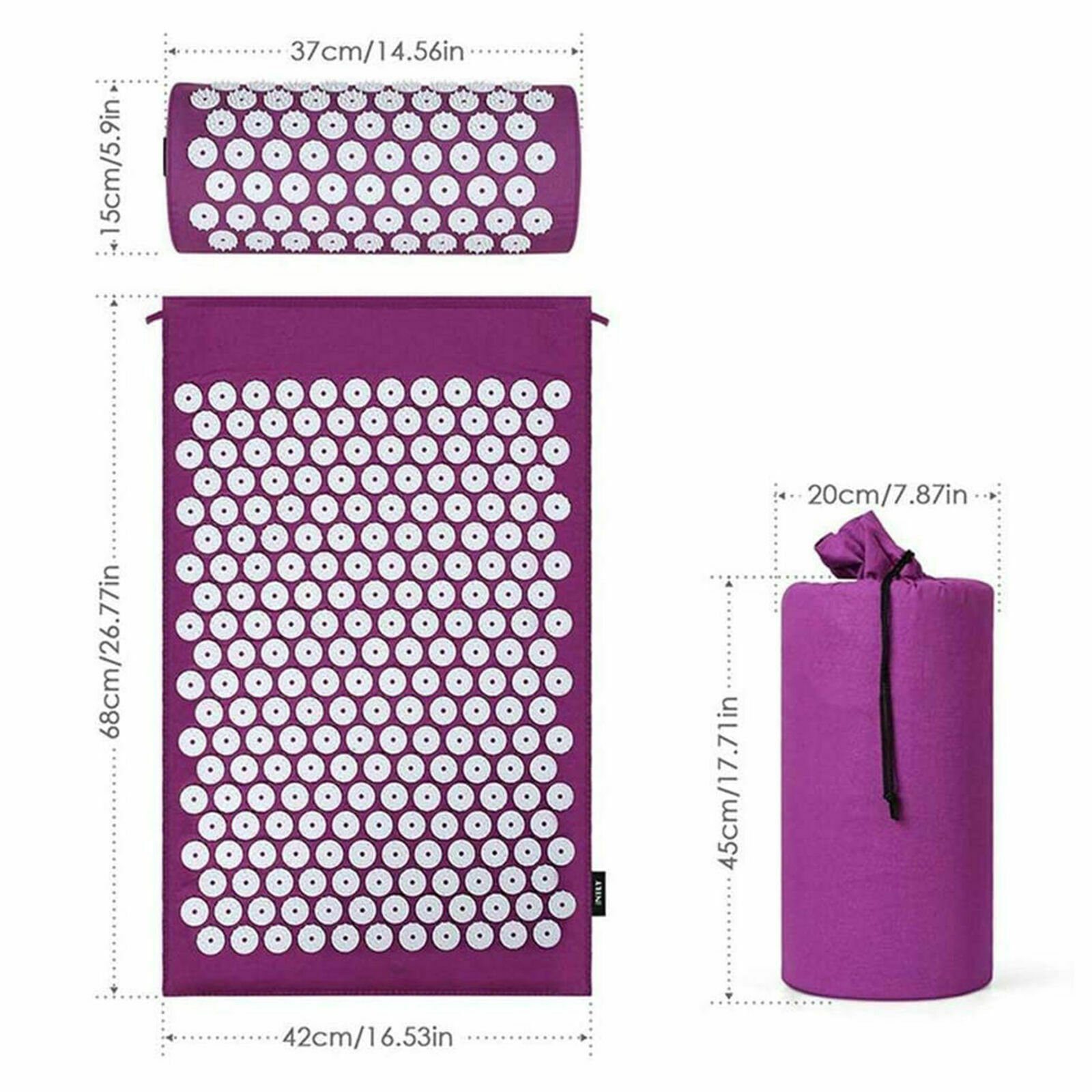 INTEY Akupressurmatte Akupressur Set Nadelmatte Akupunktur Matte (Set), mit Kissen und Tasche, 303 Nagelplatten