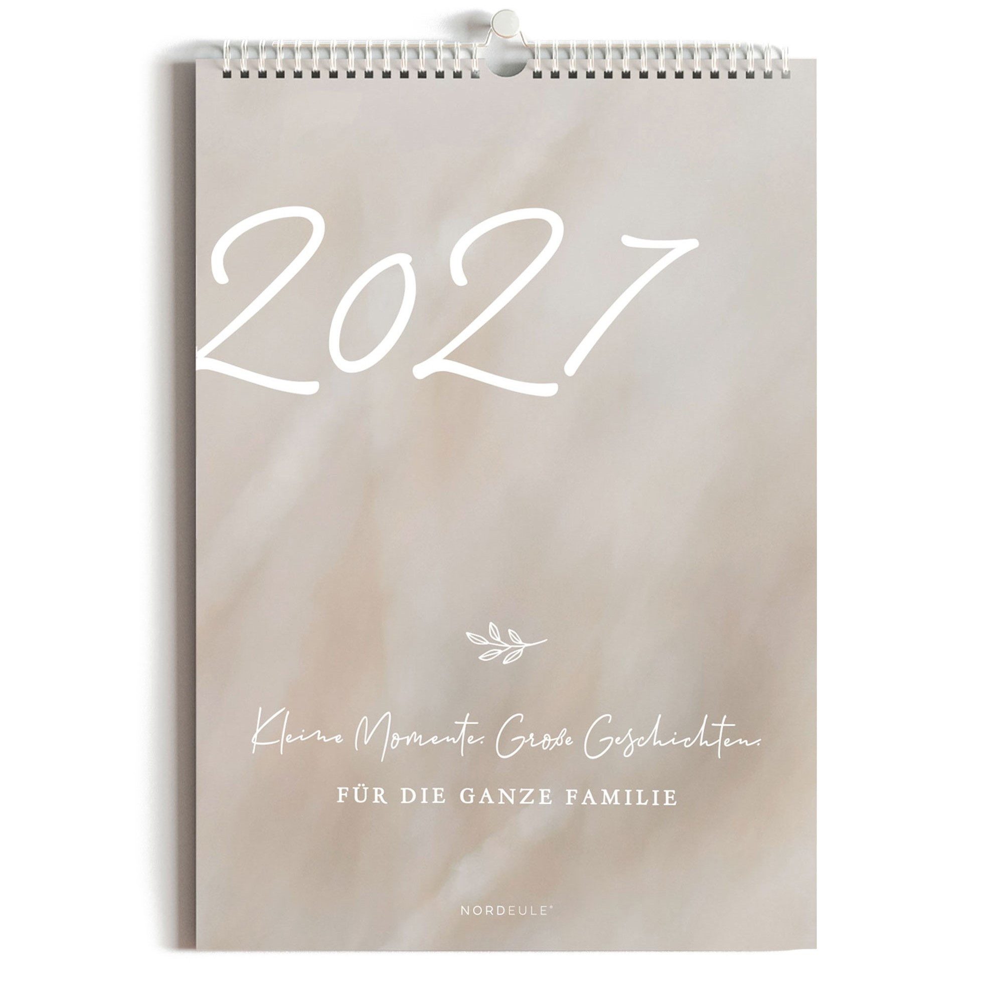 NORDEULE Familienkalender A3 Beige, Wandkalender 2027 mit 5 Spalten, ideal für die ganze Familie, Paare, Geburtstage und als Geschenk