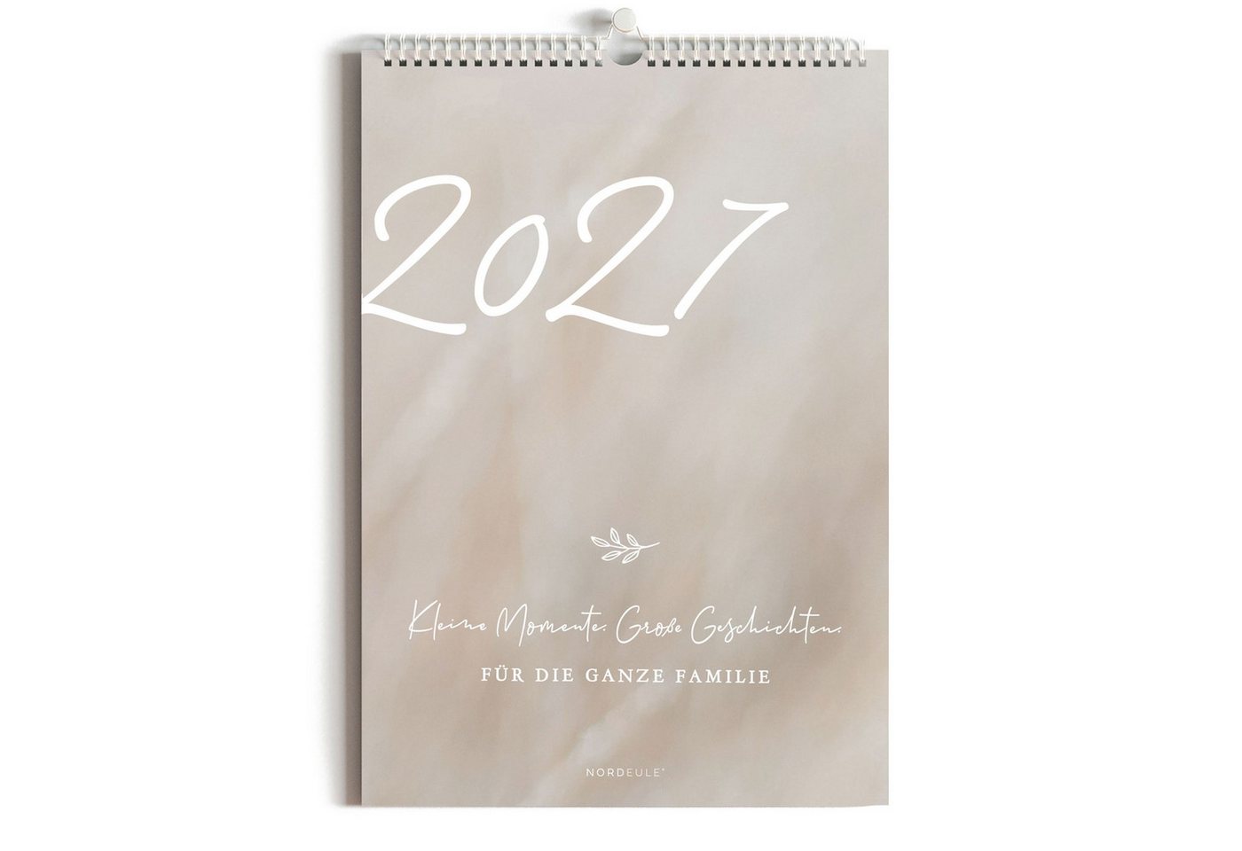 NORDEULE Familienkalender A3 Beige, Wandkalender 2027 mit 5 Spalten, ideal für die ganze Familie, Paare, Geburtstage und als Geschenk