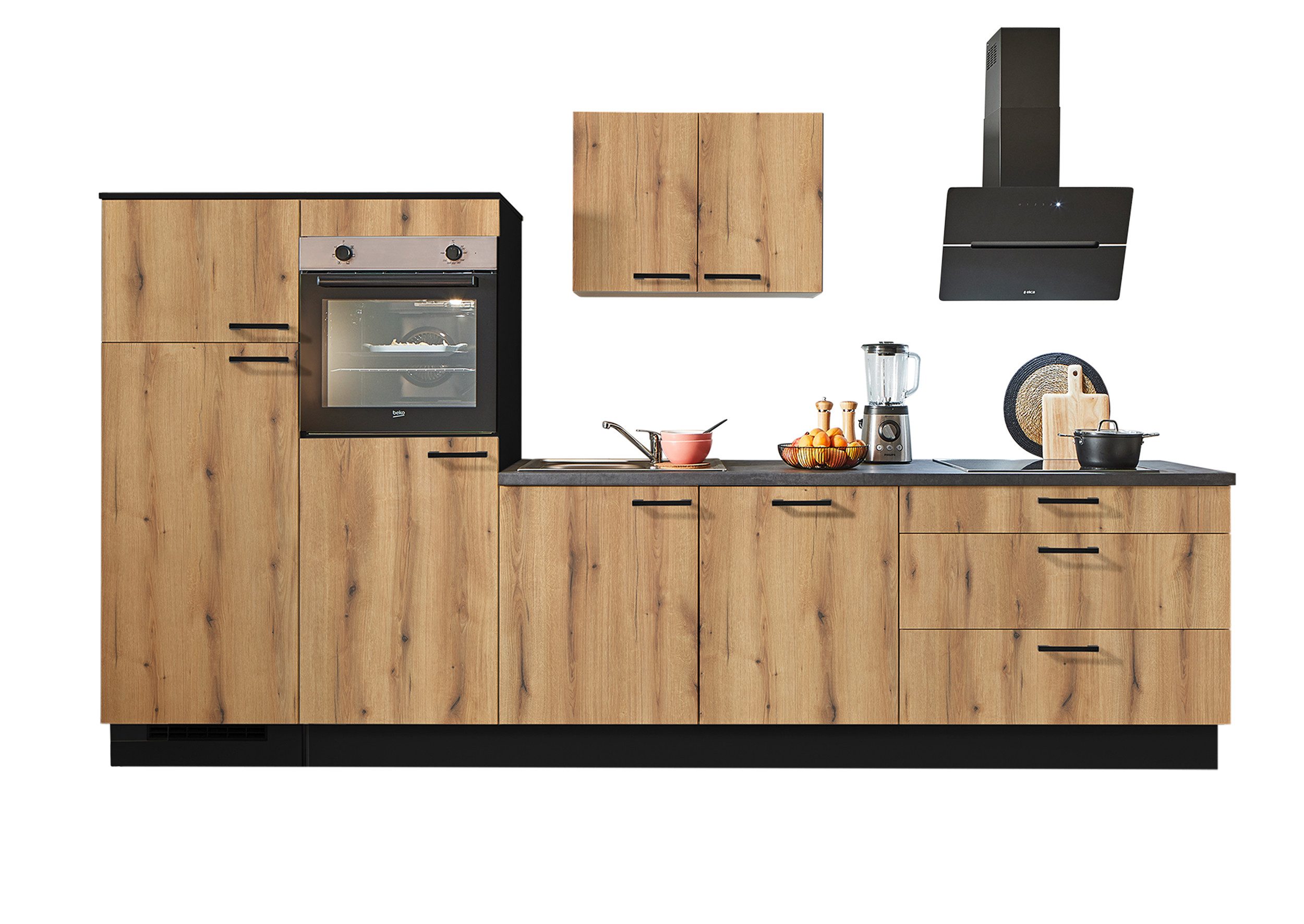 pino Кухніzeile Veas, individuell anpassbar, gratis Кухніplanung mit Profis, (Breite 310cm), vormontiert, wahlw. mit E-Geräten, Preis inkl. Lieferung