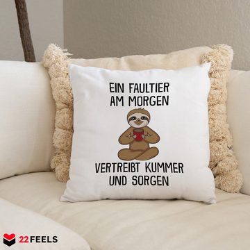 22Feels Dekokissen Faultier Lustig Deko Süß Tier Geschenk Frauen Männer Couch Humor, Deko mit Persönlichkeit