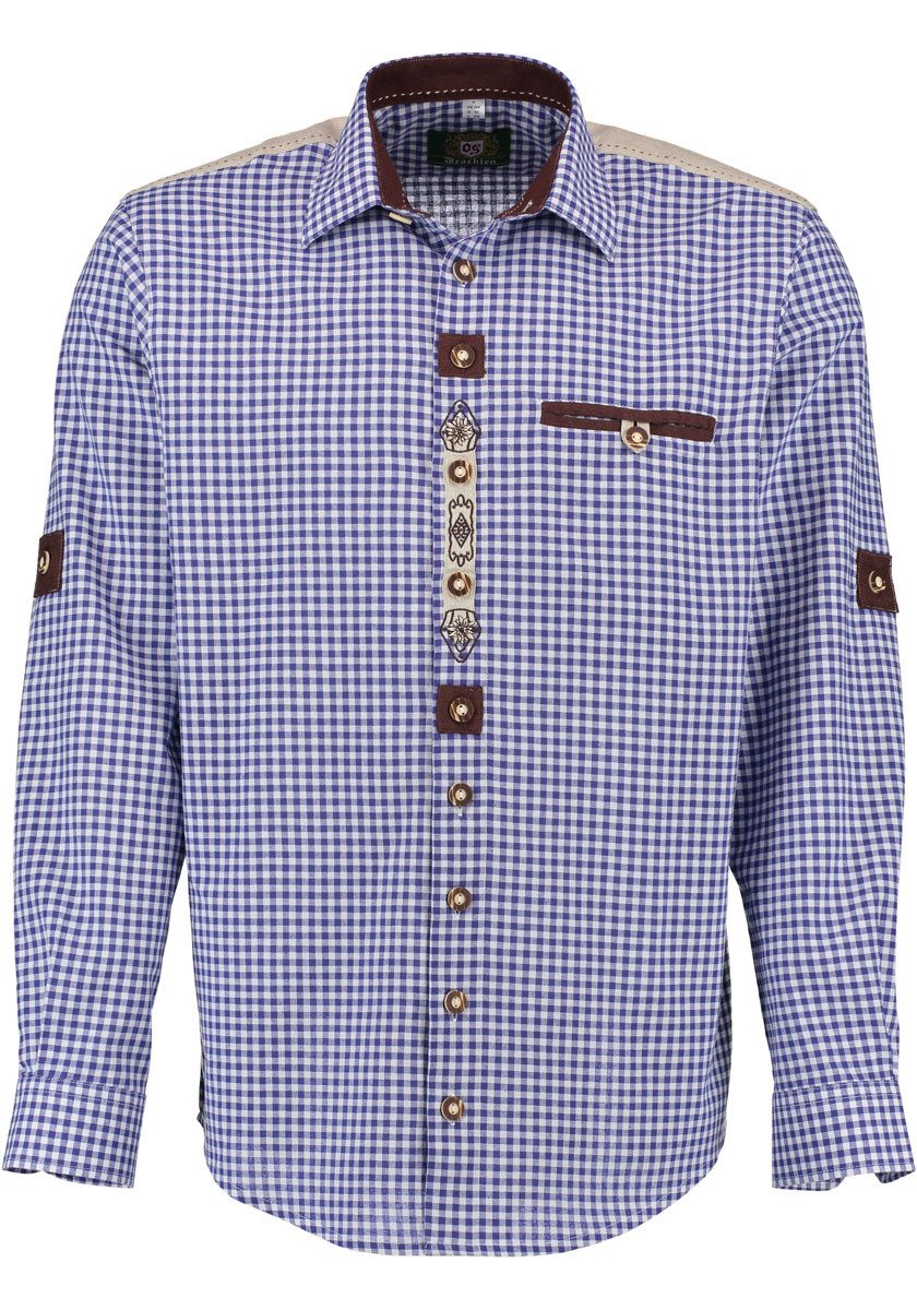 OS Trachten Trachtenhemd Ozido Langarmhemd mit Stickerei auf der Knopfleist günstig online kaufen
