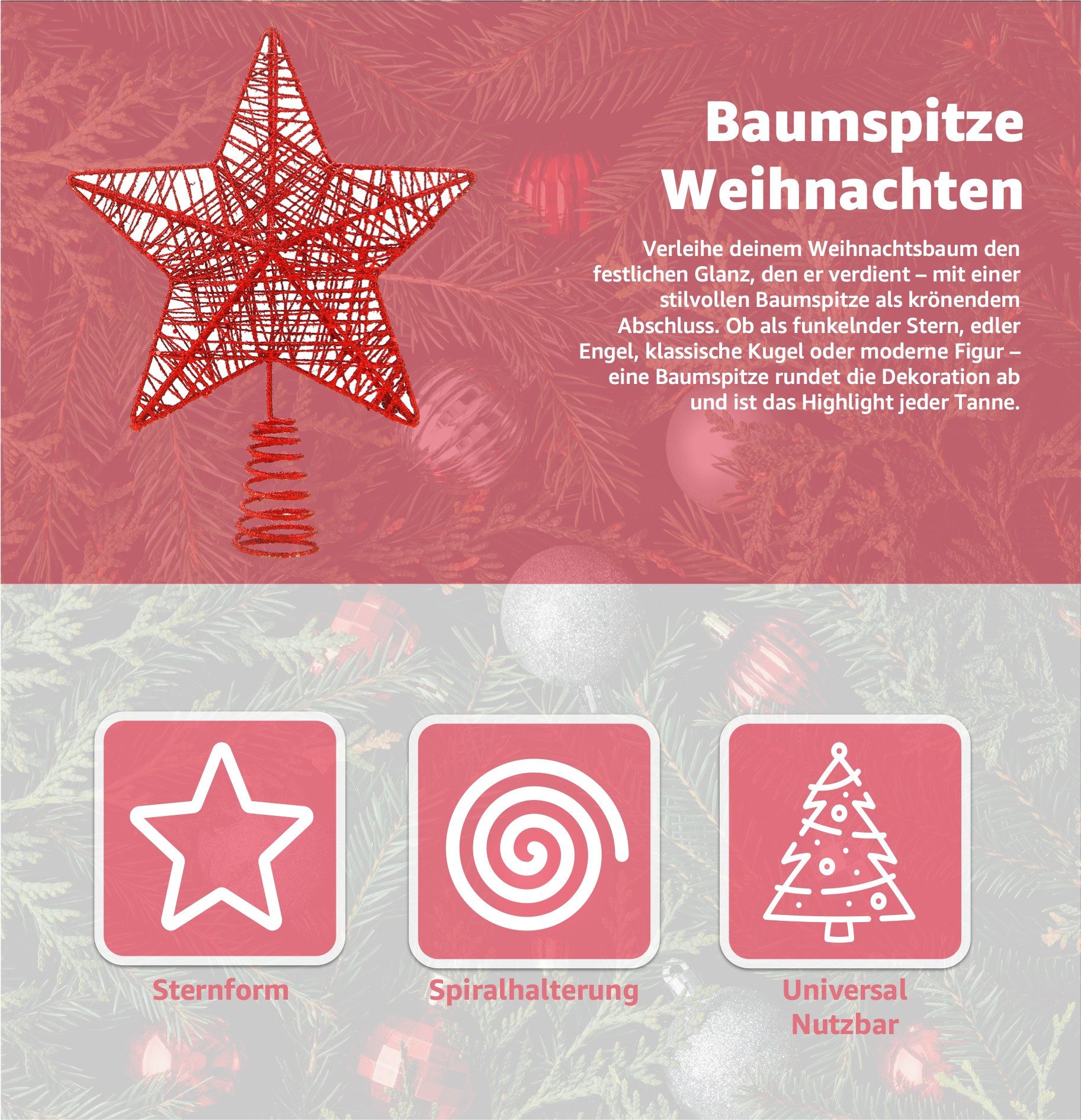 MerryXmas Christbaumspitze Tannenbaumspitze Stern - Baumspitze & Tannenbaum