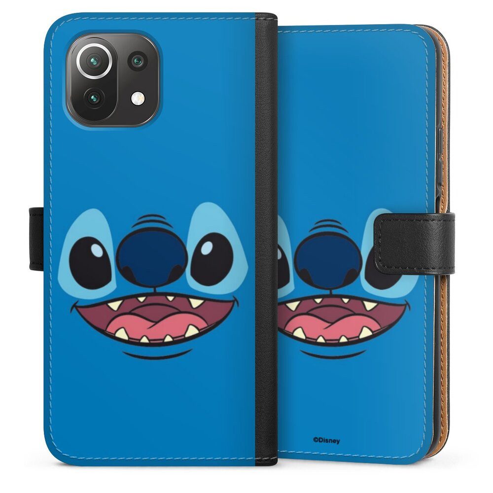 DeinDesign Handyhülle Lilo & Stitch Disney Offizielles Lizenzprodukt Stitch Closeup, Xiaomi Mi 11 Lite 5G Hülle Flip Case Klapphülle Handytasche Leder