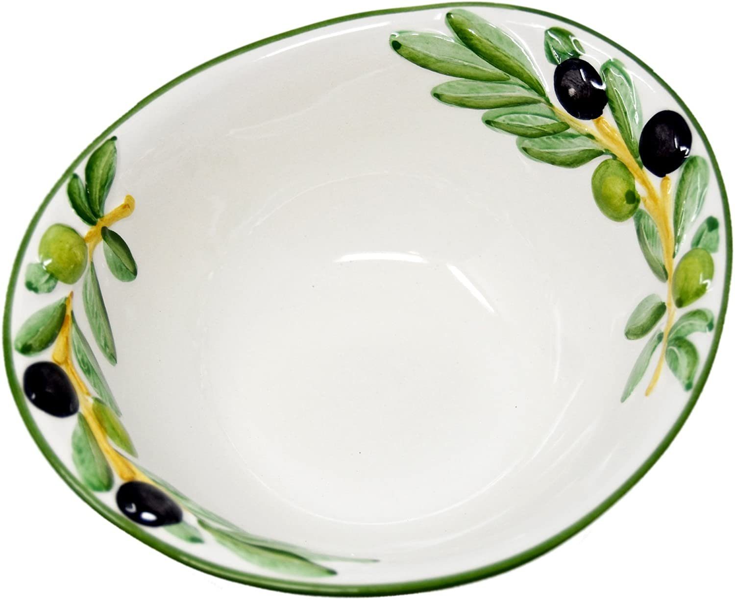 Lashuma Salatschüssel Olive, Keramik, (1-tlg), Ovale Suppenschale mit Oliven Relief Dekor 20x17 cm