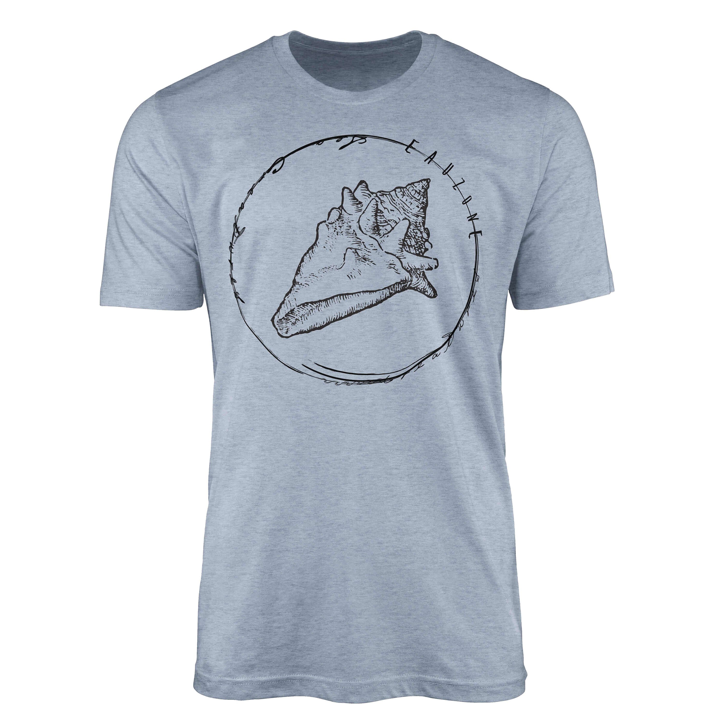 Sinus Art T-Shirt T-Shirt Tiefsee Fische - Serie: Sea Creatures, feine Struktur und sportlicher Schnitt / Sea 023 Stonewash Denim