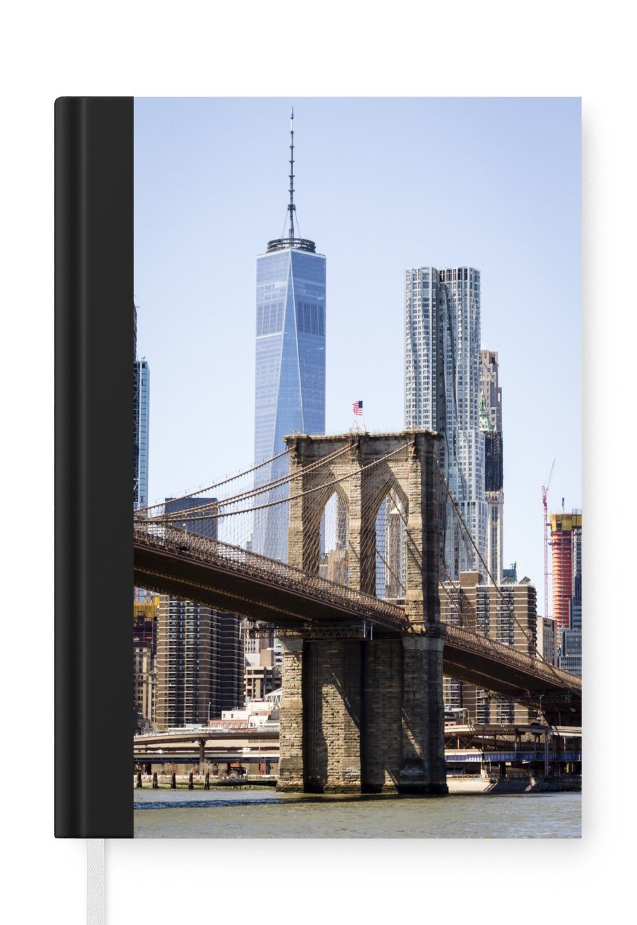MuchoWow Notizbuch Die Skyline von New York mit dem World Trade Center in der Mitte, Journal, Merkzettel, Tagebuch, Notizheft, A5, 98 Seiten, Haushaltsbuch