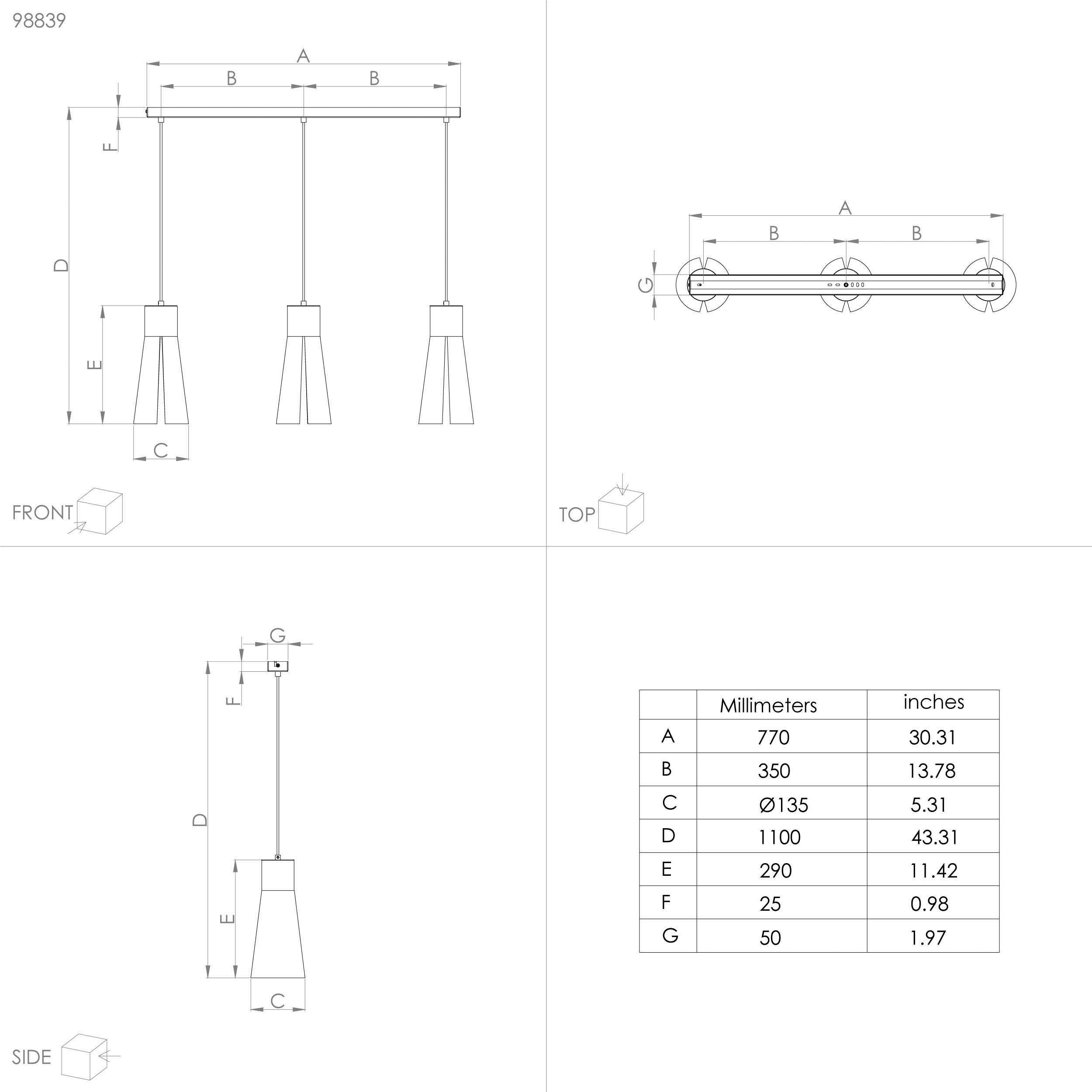 aus und Leuchtmittel, messing ohne Hängeleuchte 4,5W LOSALOMAS, GU10 in inkl. Leuchtmittel EGLO - wechselbar, Hängeleuchte - braun Stahl