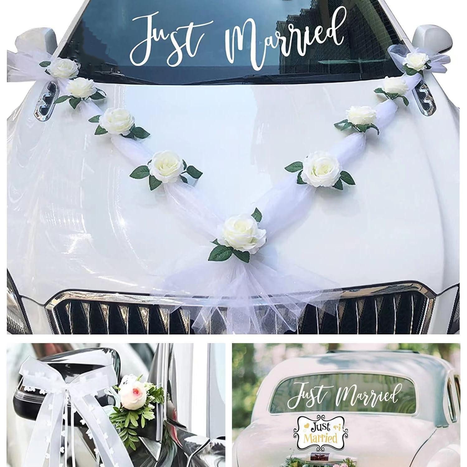 LuxusKollektion Girlande Autodekoration Hochzeit Braut Paar Weiß Rose