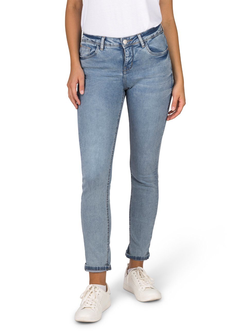 DENIMFY Slim-fit-Jeans Damen Jeanshose DFElla Fit mit BLUE (L177) Denim Hose DENIM LIGHT Stretch Slim