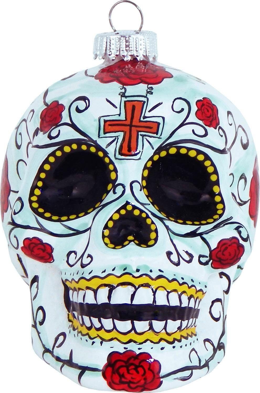 Krebs Glas Lauscha Christbaumschmuck Totenkopf, Weihnachtsdeko