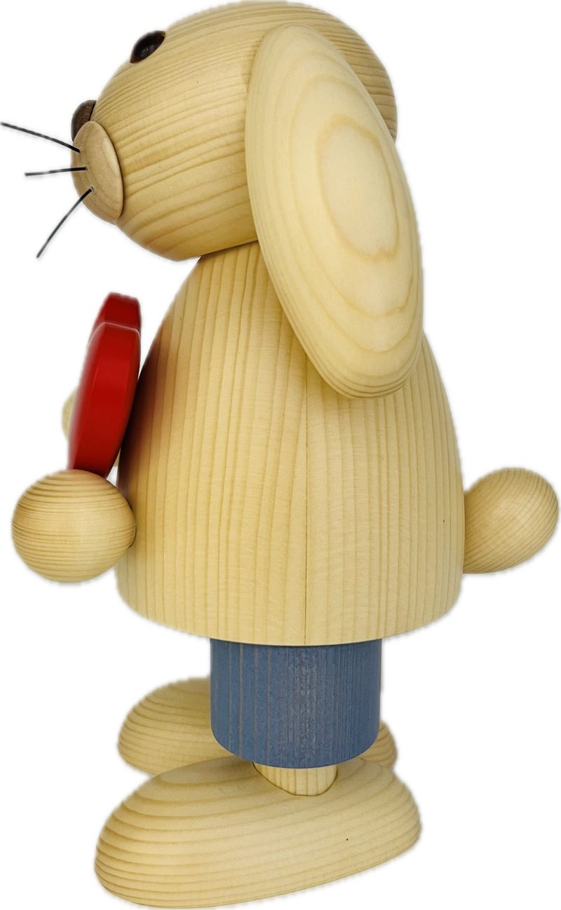 Richard Glaesser Osterhase Hase natur mit Herz 32cm groß aus Holz, Handwerkskunst original Erzgebirge