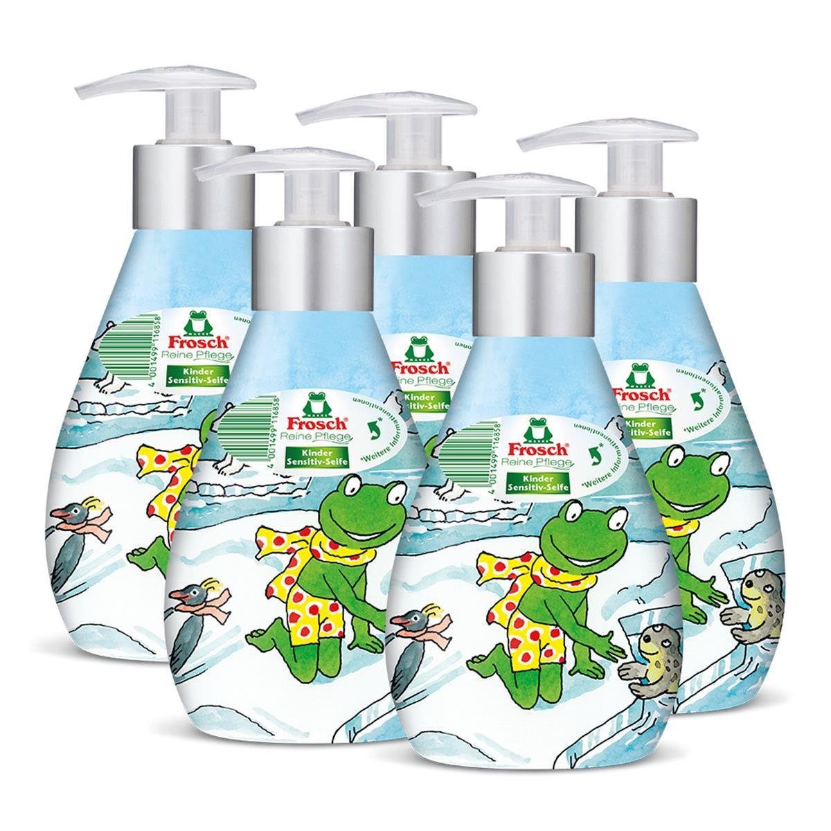 FROSCH Handseife 5x Frosch Reine Pflege Kinder Sensitiv-Seife 300 ml