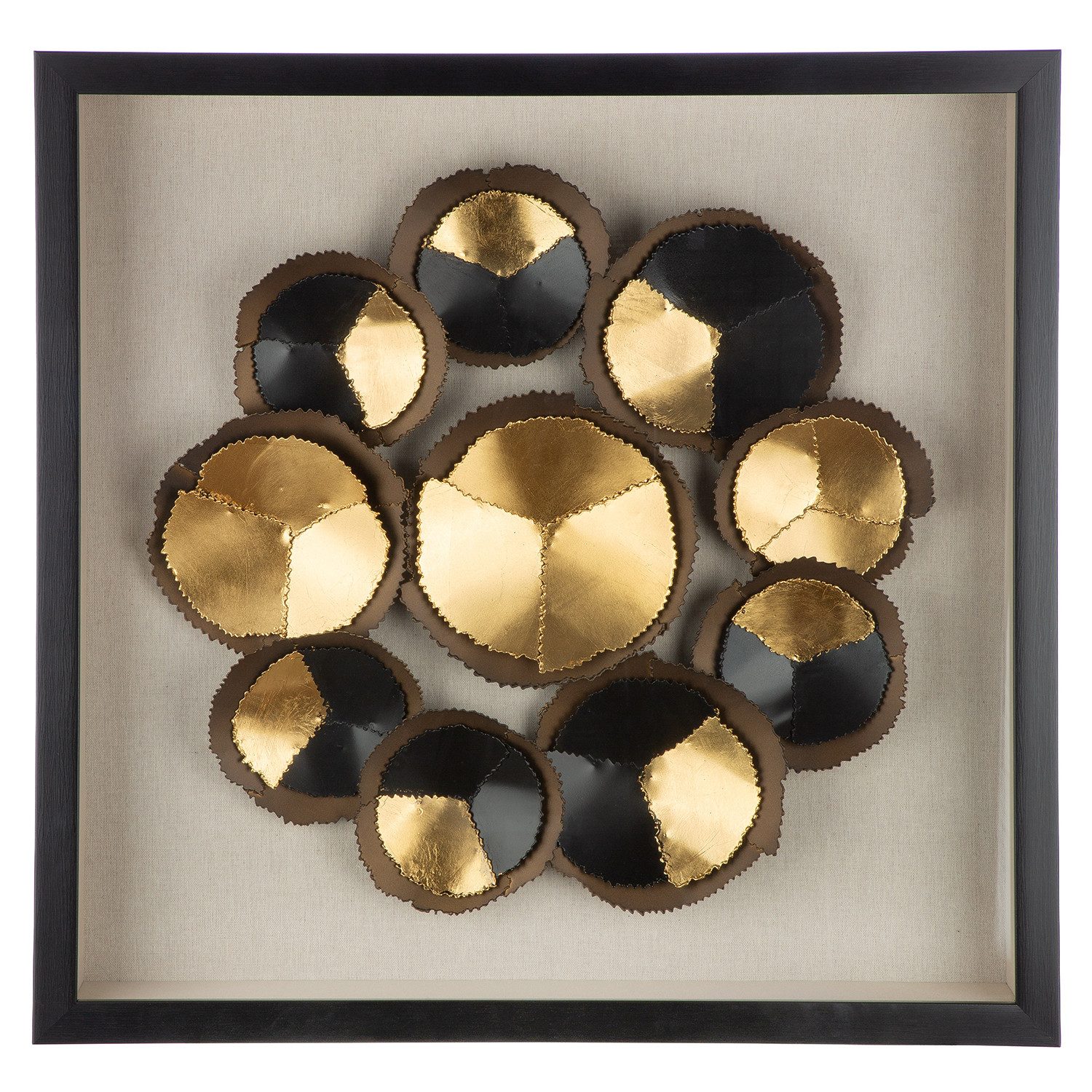 GILDE Metallbild Bild quadratisch Cut schwarz, klassische Fantasie (1 St), Modern abstrakte Kunst geometrisches Muster Designbild Metalloptik